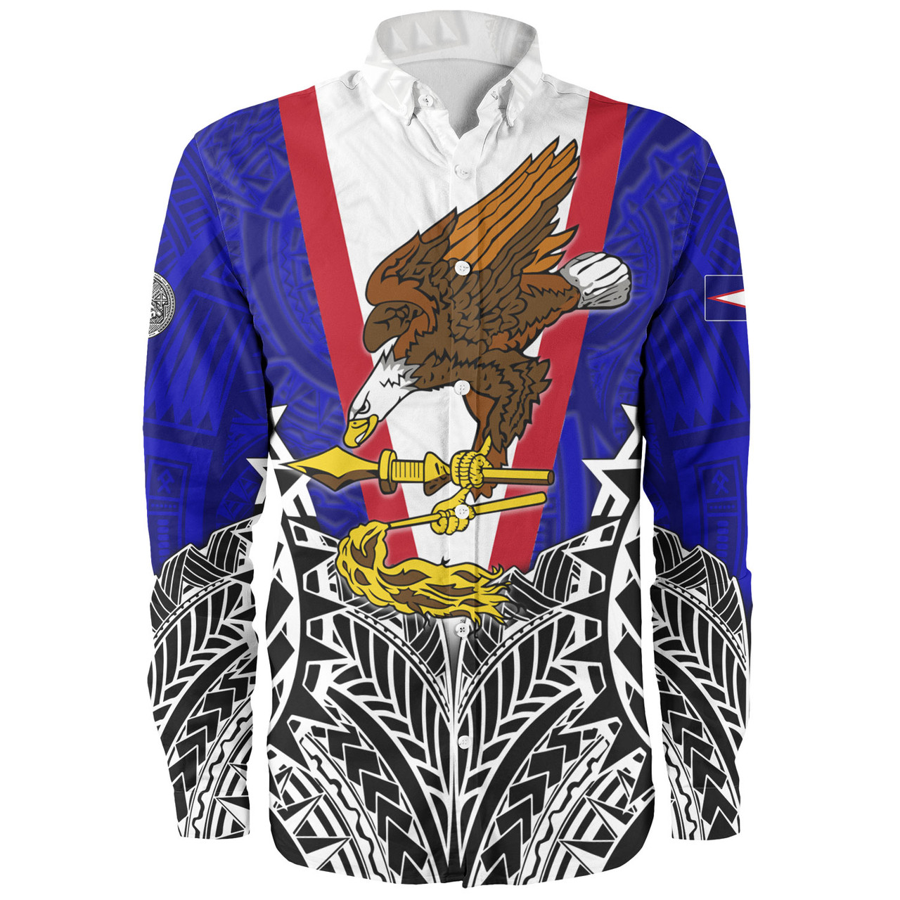 American Samoa Custom Personalised Long Sleeve Shirt American Samoa Flag With Eagle Style