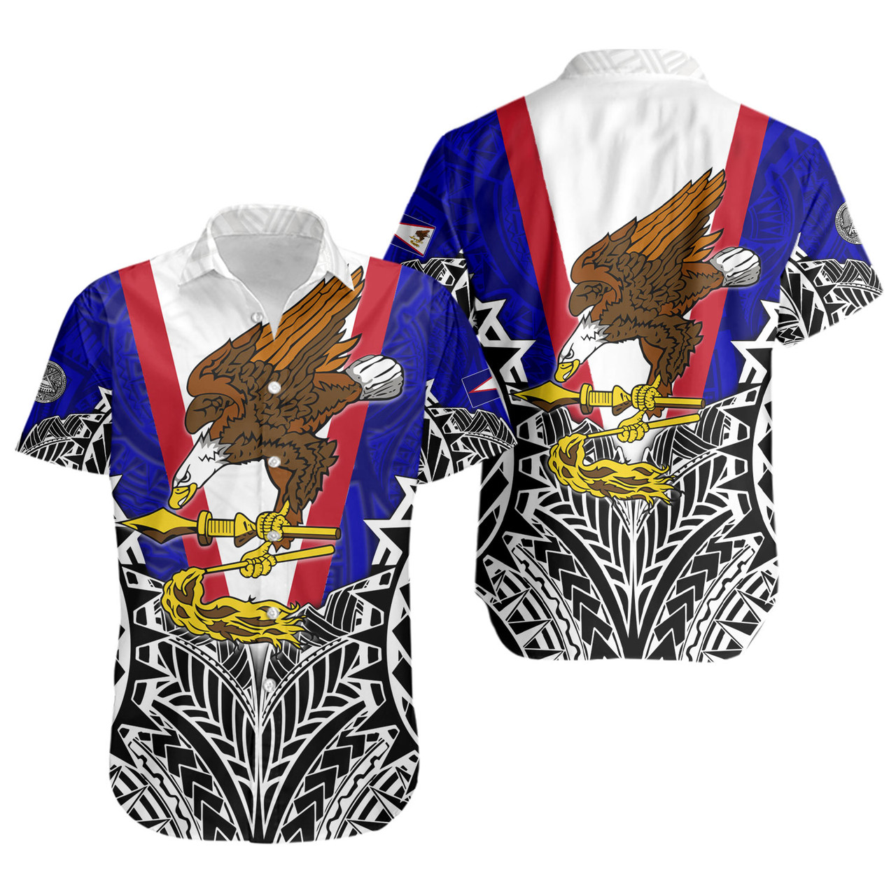 American Samoa Custom Personalised Short Sleeve Shirt American Samoa Flag With Eagle Style