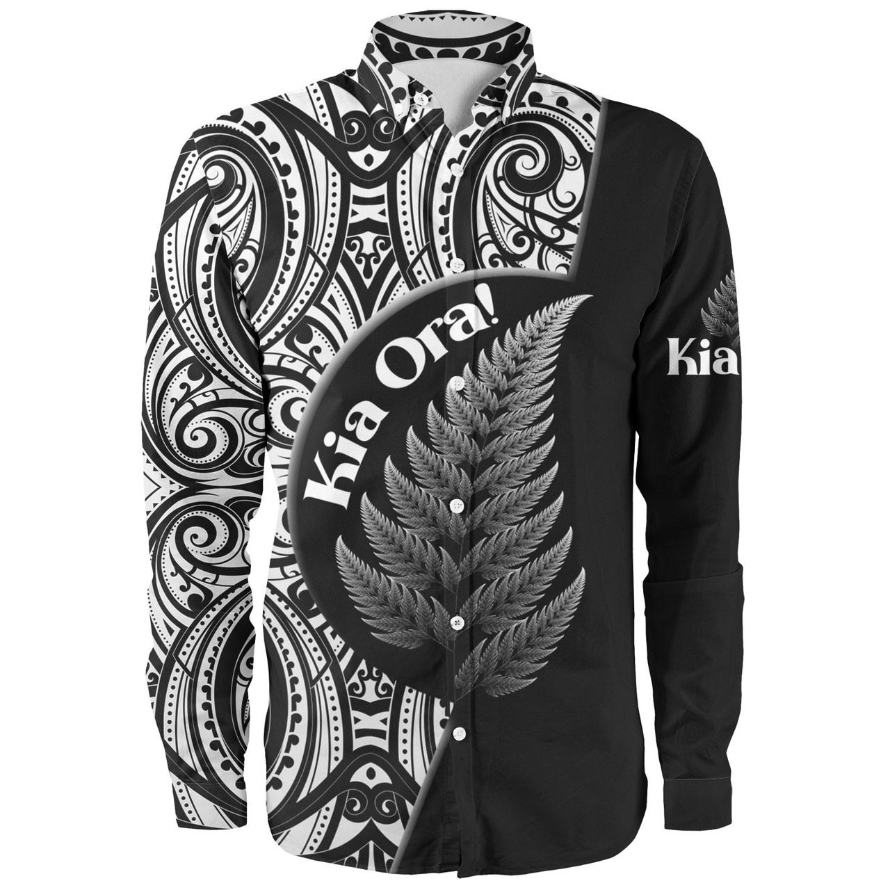 New Zealand Custom Personalised Long Sleeve Shirt Kia Ora Silver Ferns Style