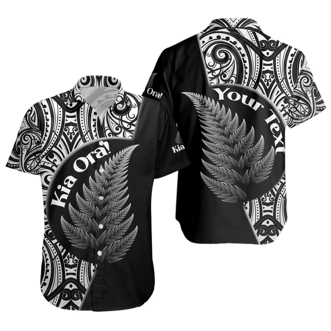 New Zealand Custom Personalised Short Sleeve Shirt Kia Ora Silver Ferns Style