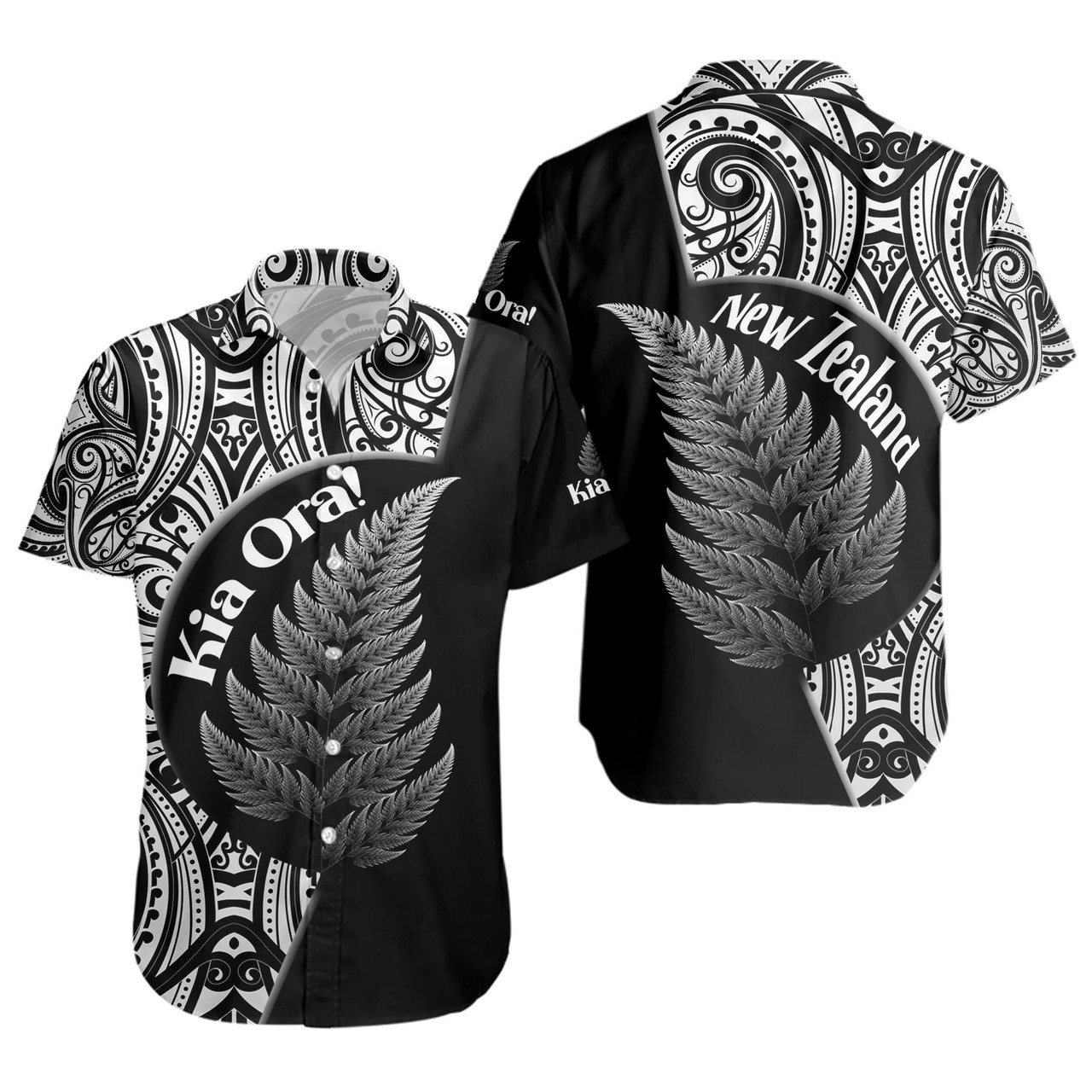 New Zealand Custom Personalised Short Sleeve Shirt Kia Ora Silver Ferns Style