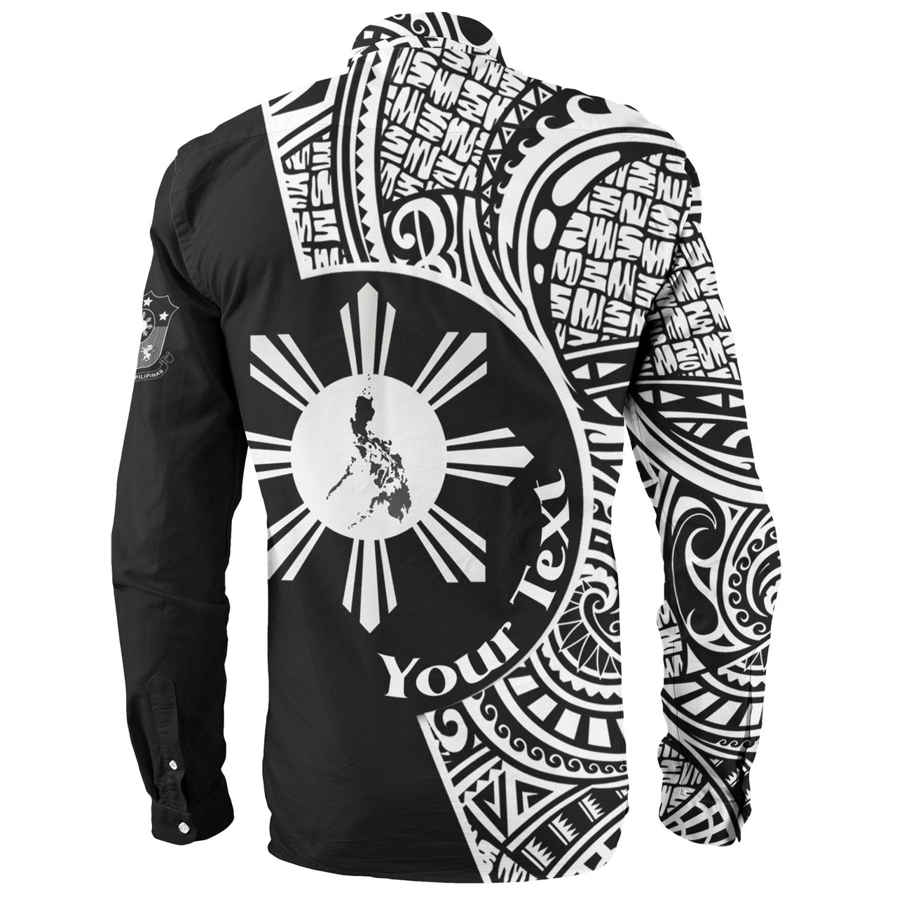 Philippines Filipinos Custom Personalised Long Sleeve Shirt Sun And Map Lauhala Patterns Style