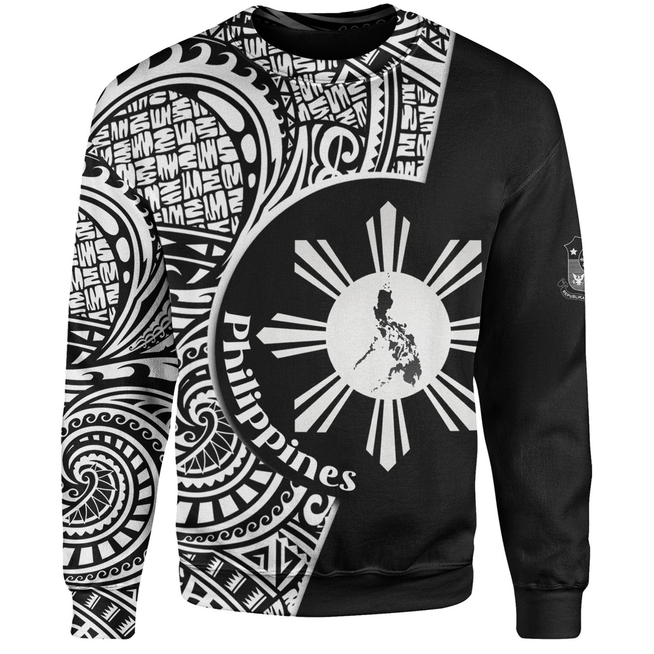 Philippines Filipinos Custom Personalised Sweatshirt Sun And Map Lauhala Patterns Style