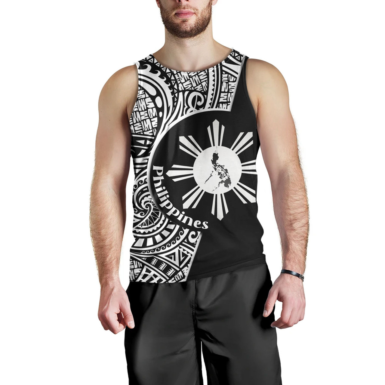 Philippines Filipinos Custom Personalised Tank Top Sun And Map Lauhala Patterns Style