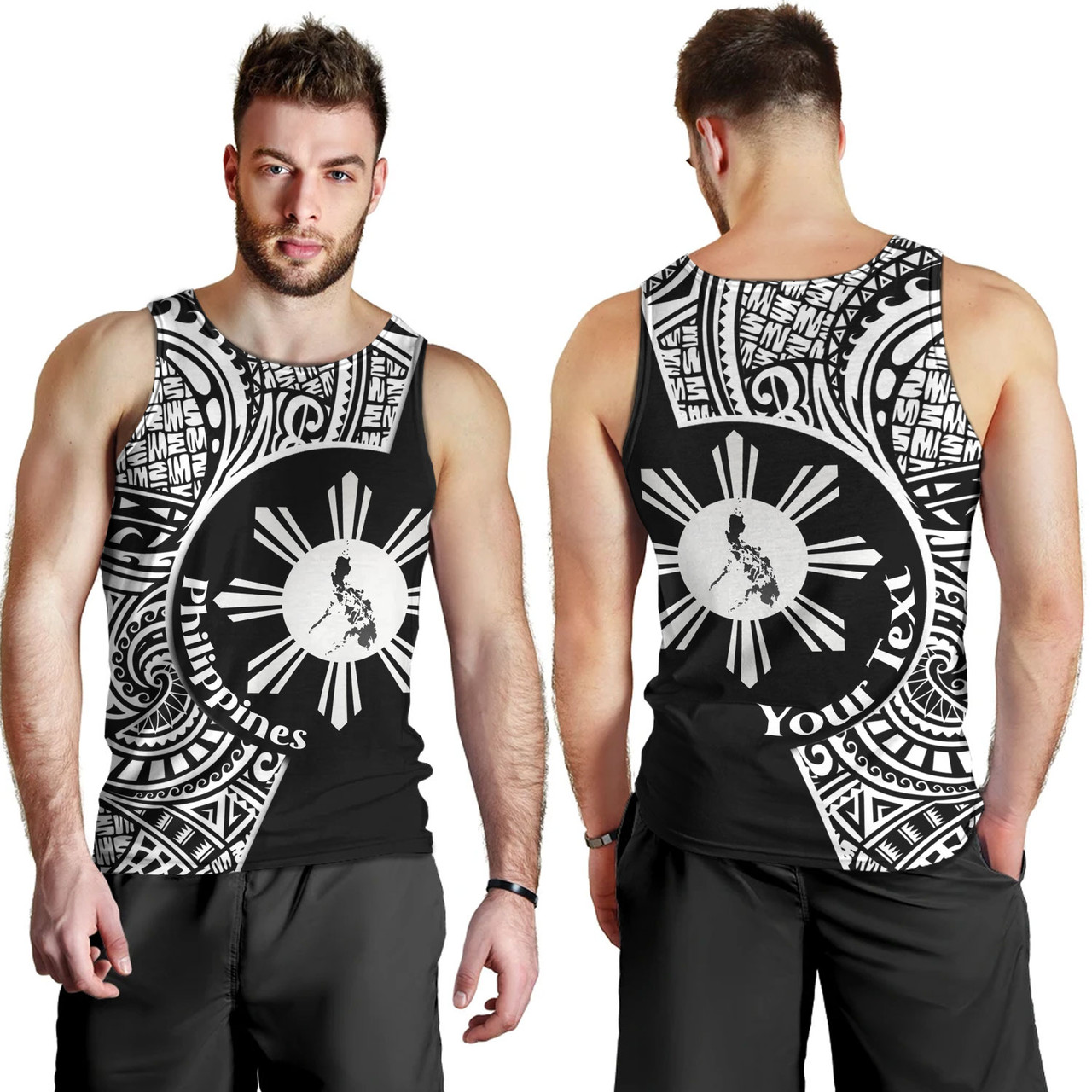 Philippines Filipinos Custom Personalised Tank Top Sun And Map Lauhala Patterns Style