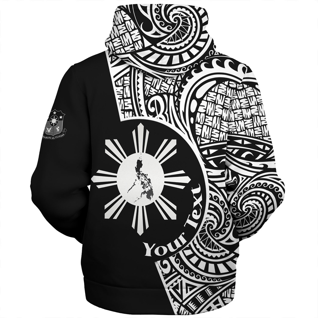 Philippines Filipinos Custom Personalised Sherpa Hoodie Sun And Map Lauhala Patterns Style