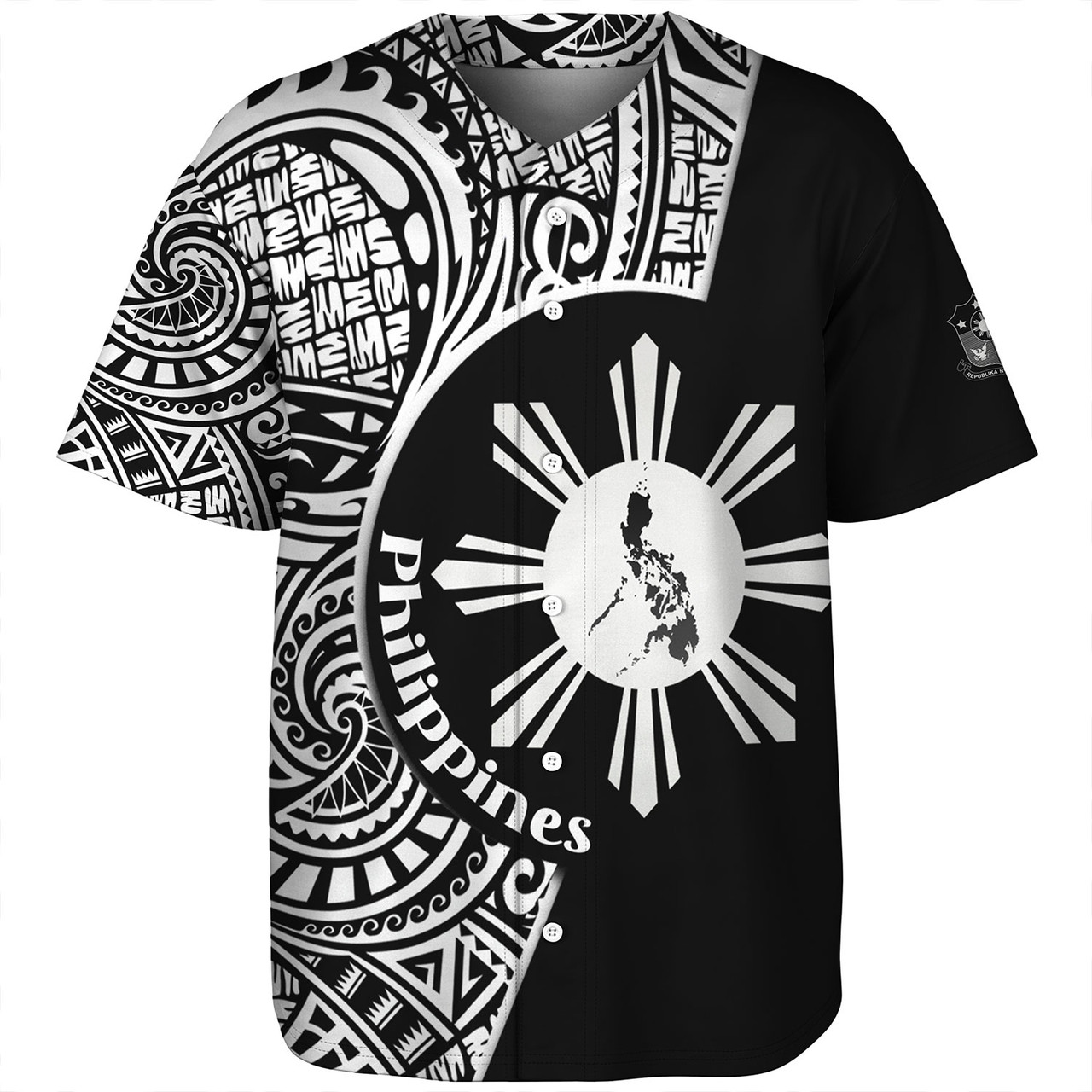 Philippines Filipinos Custom Personalised Baseball Shirt Sun And Map Lauhala Patterns Style