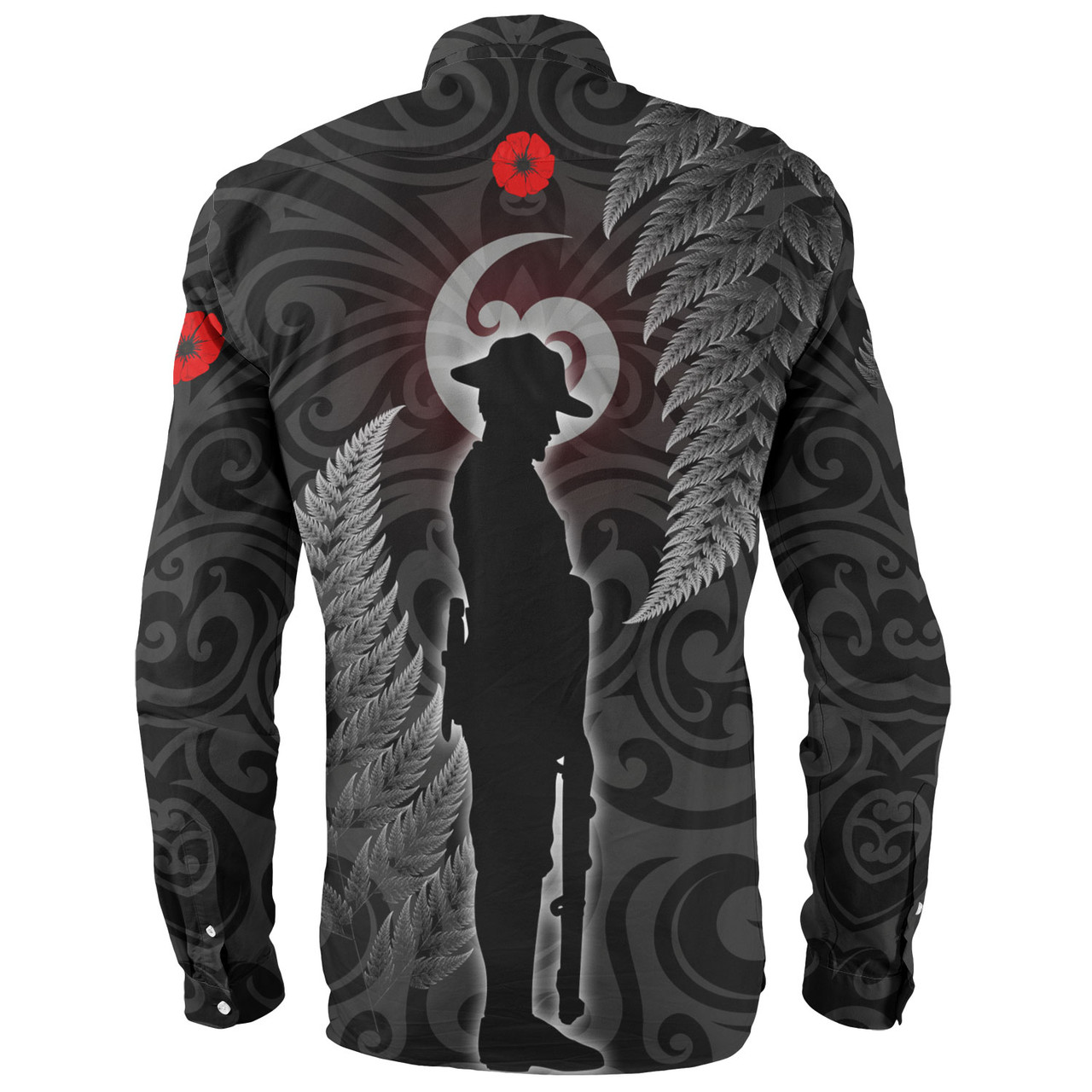 New Zealand Custom Personalised Long Sleeve Shirt Lest We Forget Koru Maori Pattern