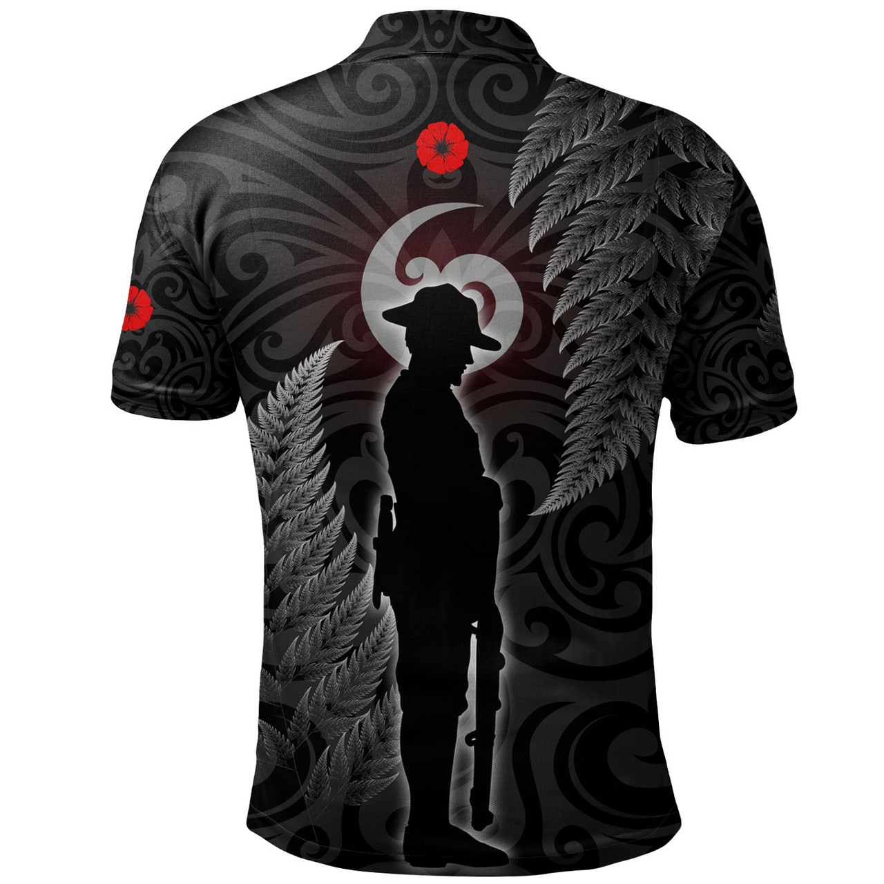 New Zealand Custom Personalised Polo Shirt Lest We Forget Koru Maori Pattern