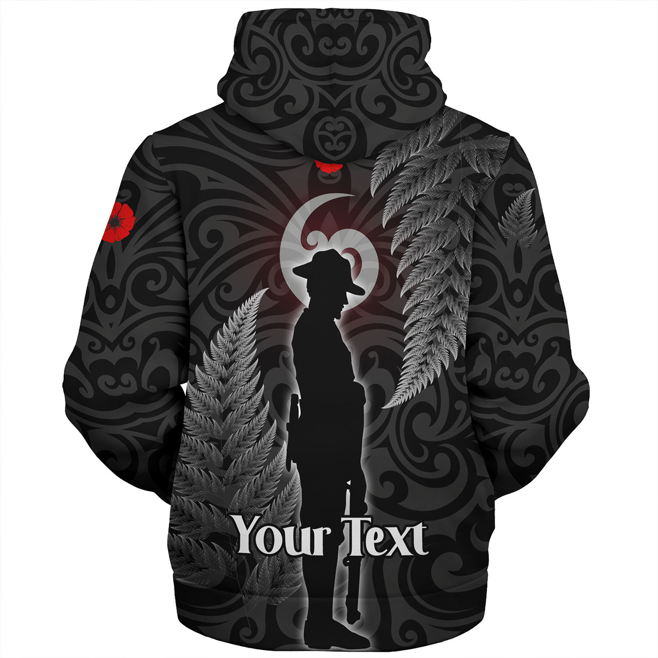 New Zealand Custom Personalised Sherpa Hoodie Lest We Forget Koru Maori Pattern