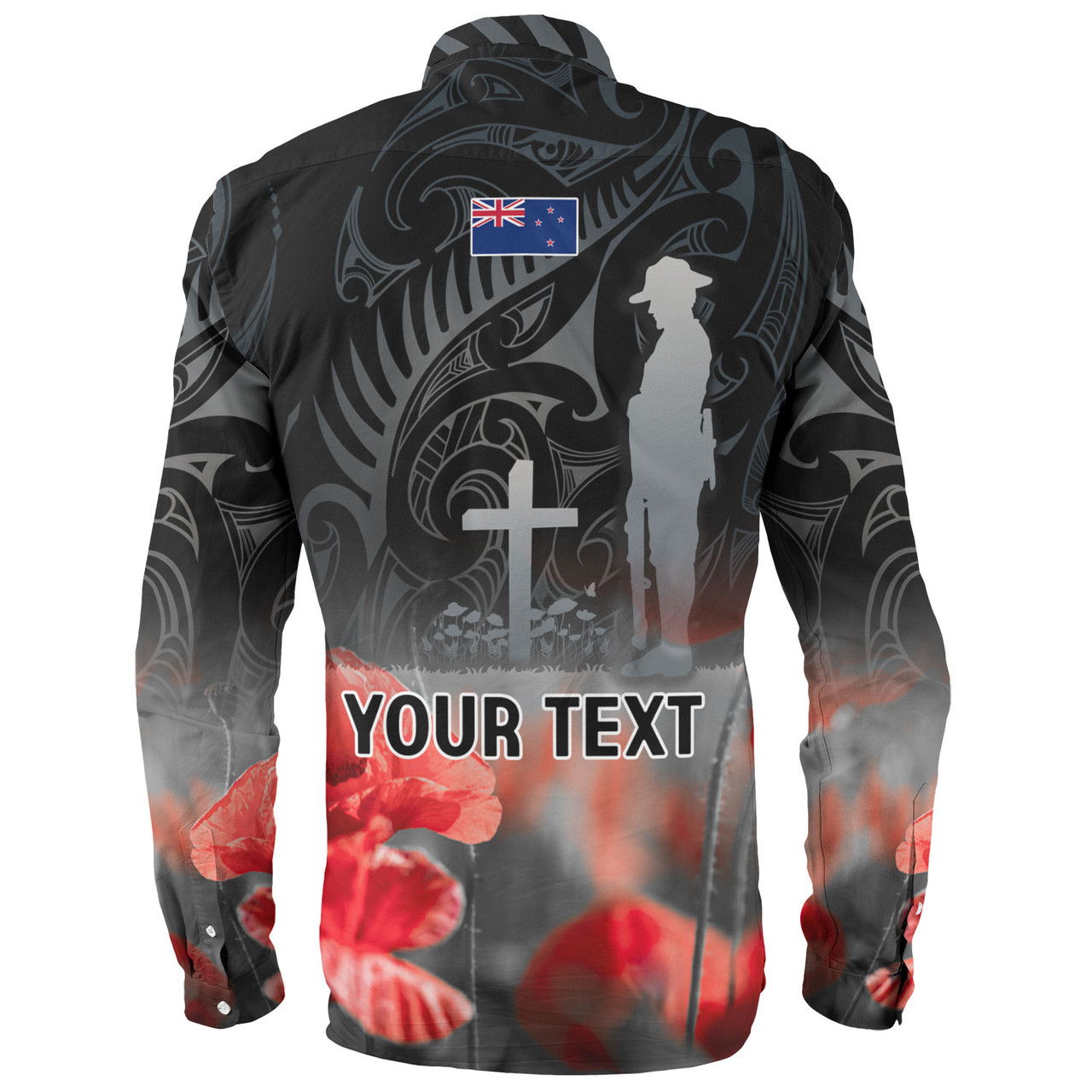 New Zealand Custom Personalised Long Sleeve Shirt  Anzac Day Silver Fern Maori Style