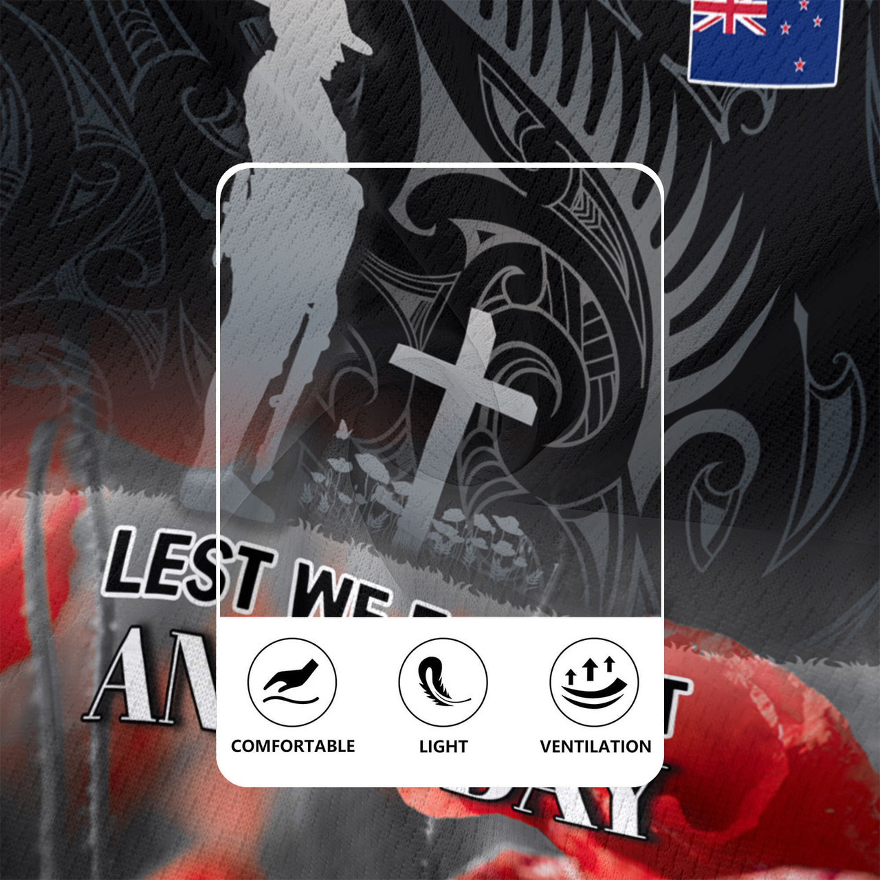 New Zealand Custom Personalised Rugby Jersey  Anzac Day Silver Fern Maori Style