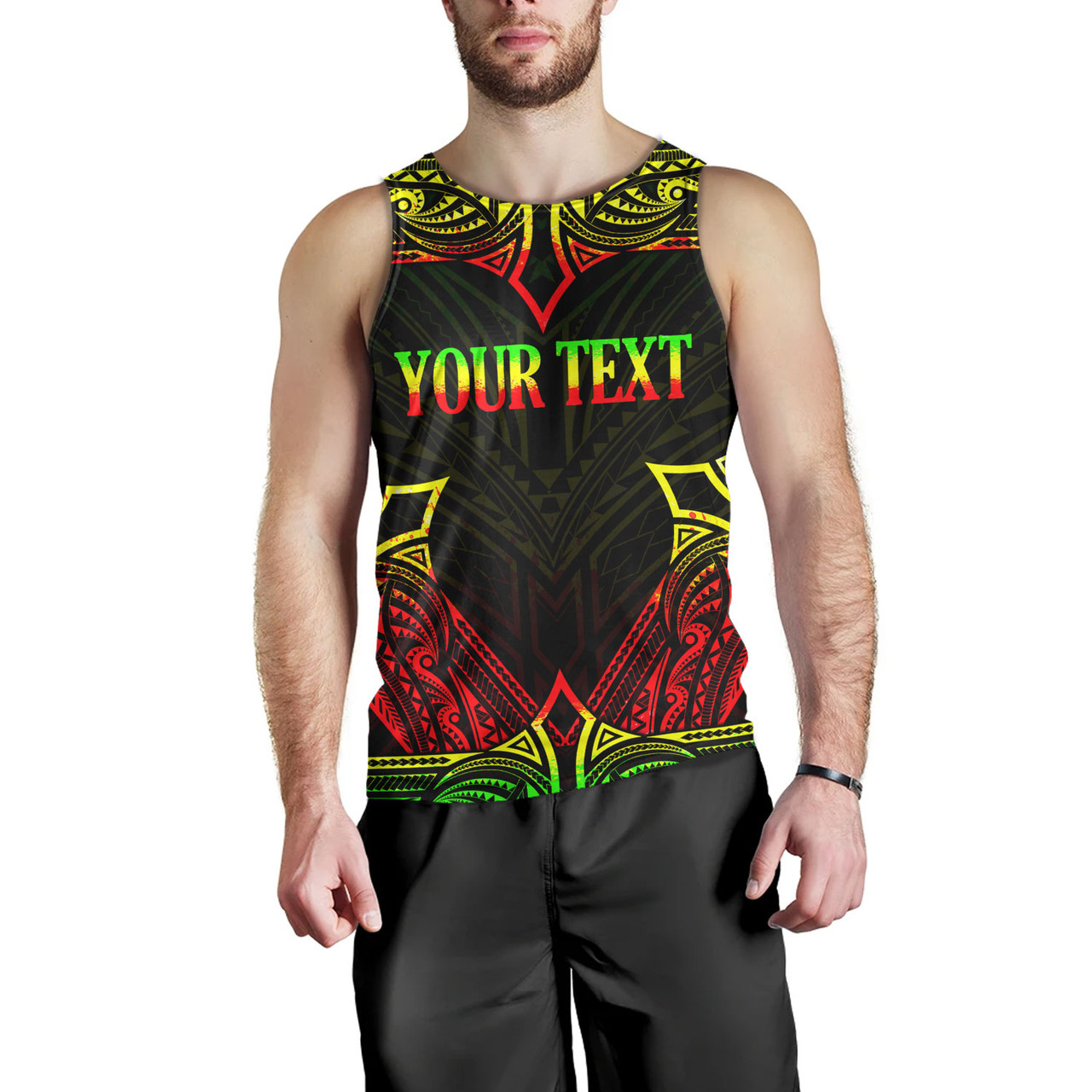 Tonga Custom Personalised Tank Top Coat Of Arms With Patterns Reggae Color