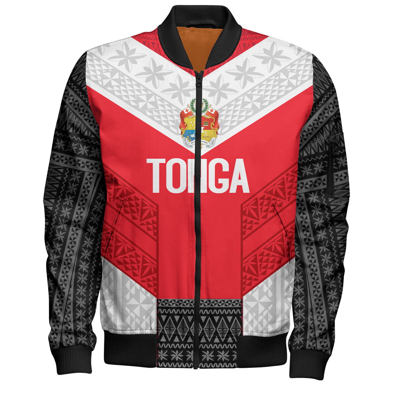Tonga Custom Personalised Bomber Jacket Mate Ma'a Tonga Ngatu Patterns