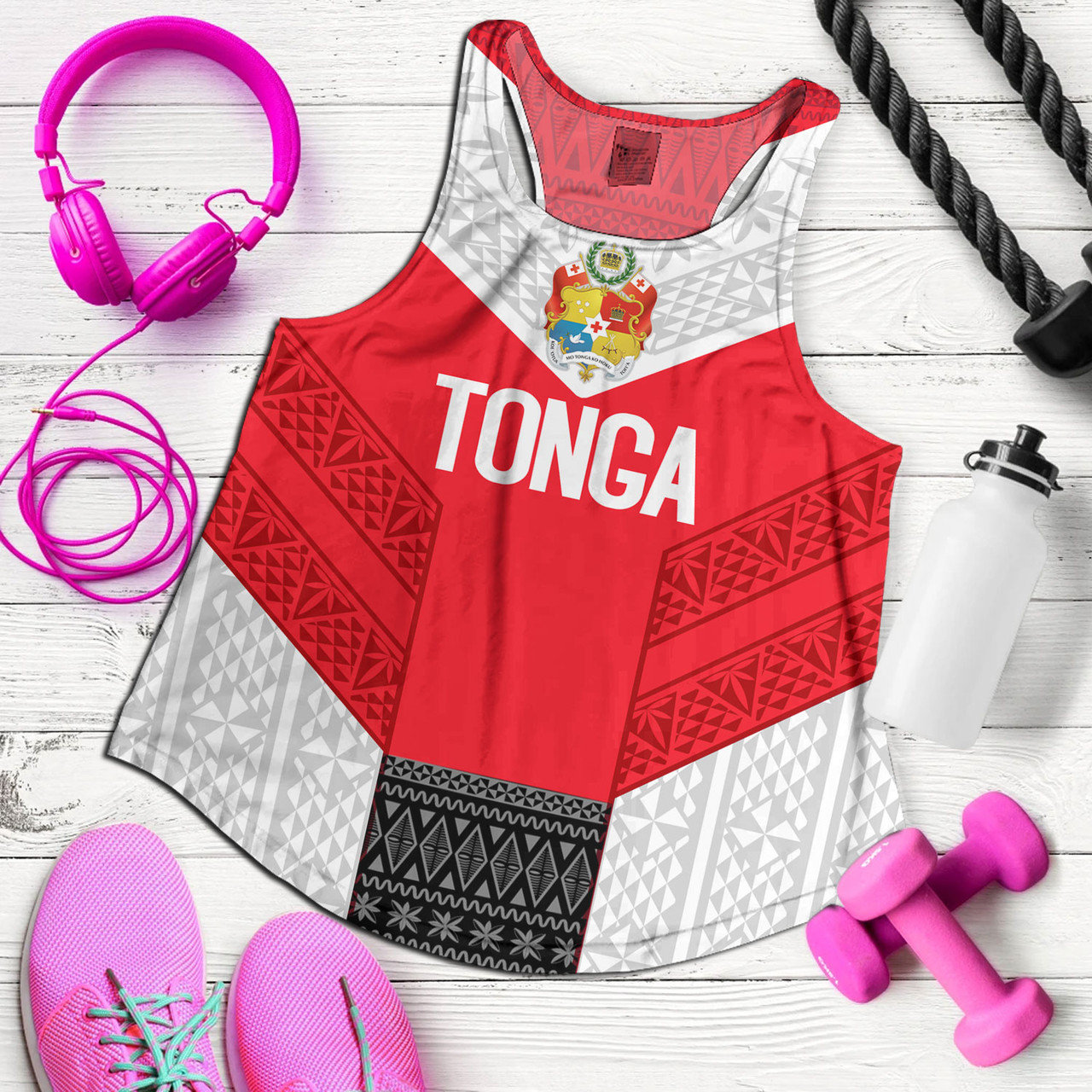 Tonga Custom Personalised Women Tank Mate Ma'a Tonga Ngatu Patterns