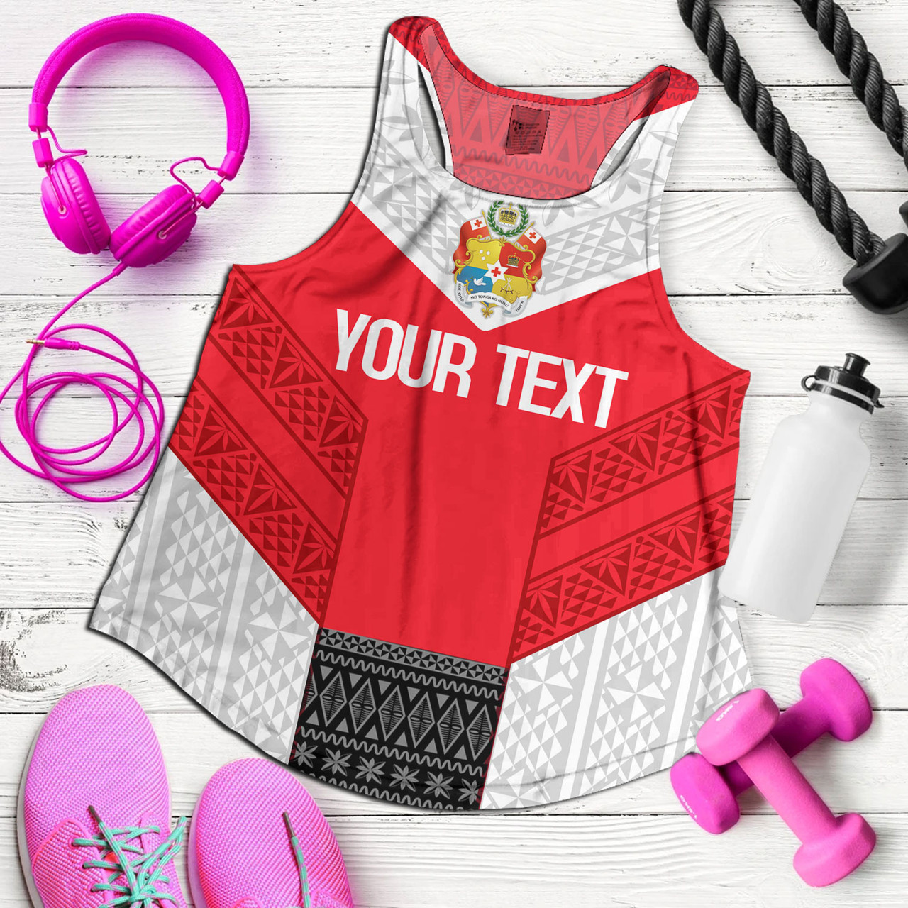 Tonga Custom Personalised Women Tank Mate Ma'a Tonga Ngatu Patterns