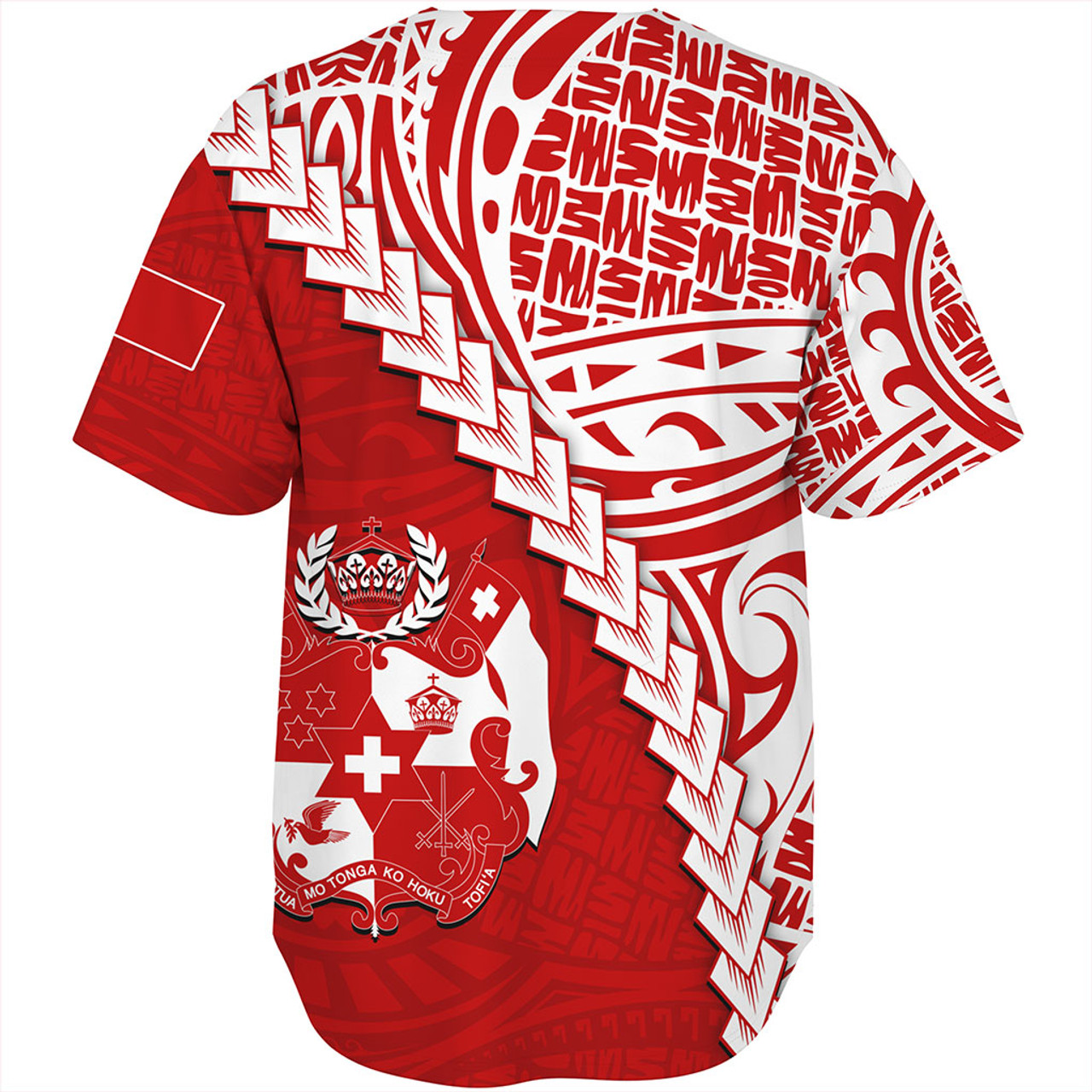 Tonga Baseball Shirt Lauhala Tribal Coat Of Arms