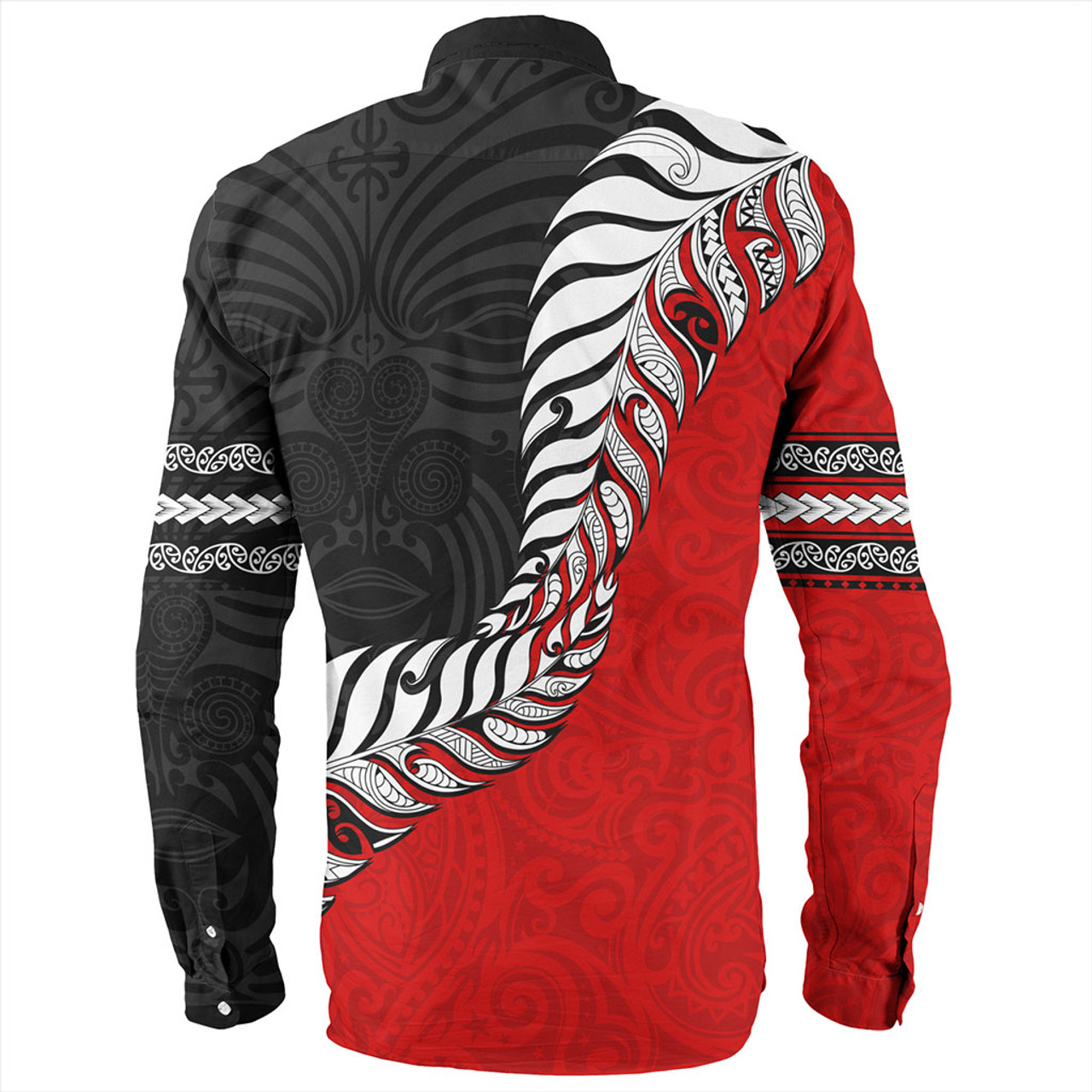 New Zealand Long Sleeve Shirt Silver Fern Maori Tribal Style