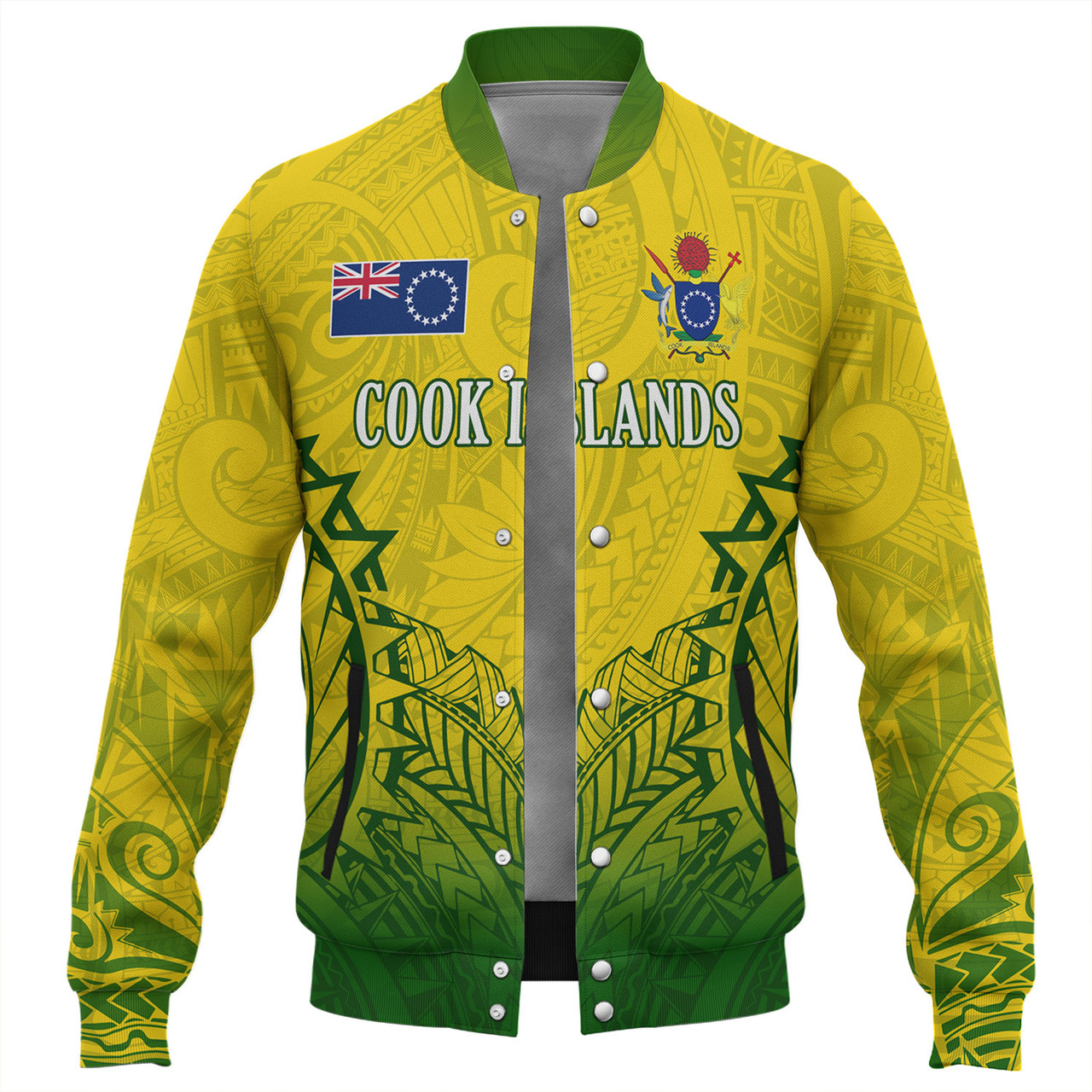 Cook Islands Custom Personalised Baseball Jacket Seal With Flag Style