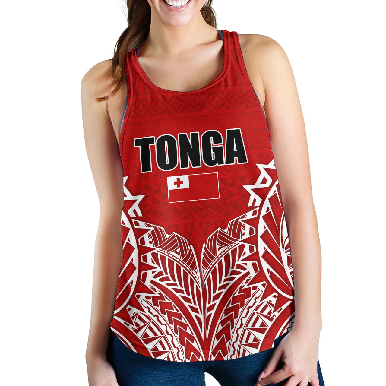 Tonga Custom Personalised Women Tank Seal With Flag Style