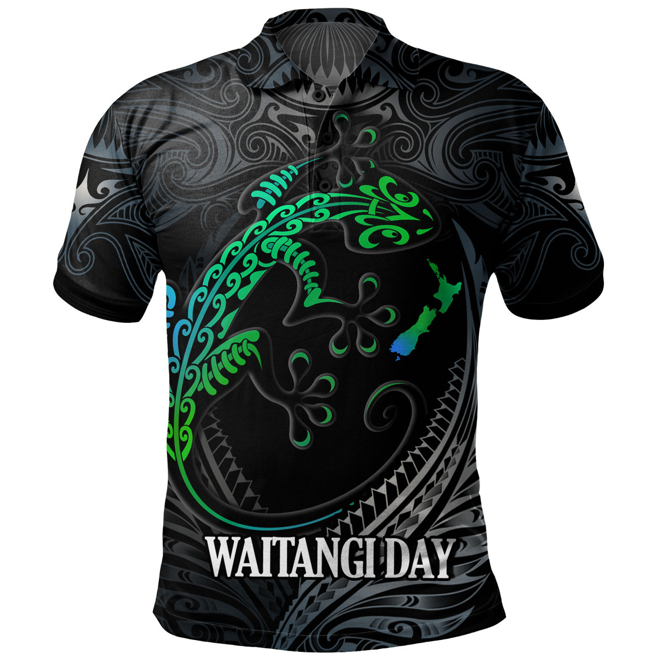 New Zealand Custom Personalised Polo Shirt Waitangi Day Ethnic Lizard Maori Patterns