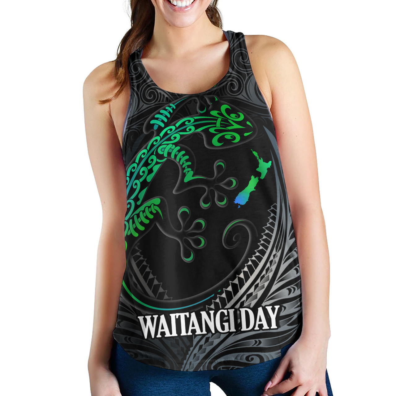New Zealand Custom Personalised Women Tank Waitangi Day Ethnic Lizard Maori Patterns