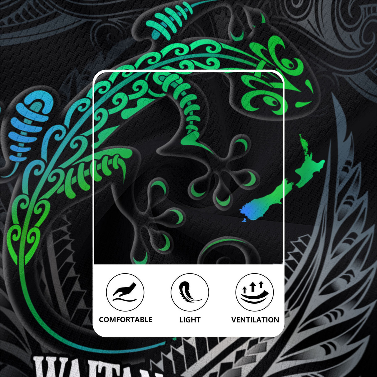 New Zealand Custom Personalised Rugby Jersey Waitangi Day Ethnic Lizard Maori Patterns