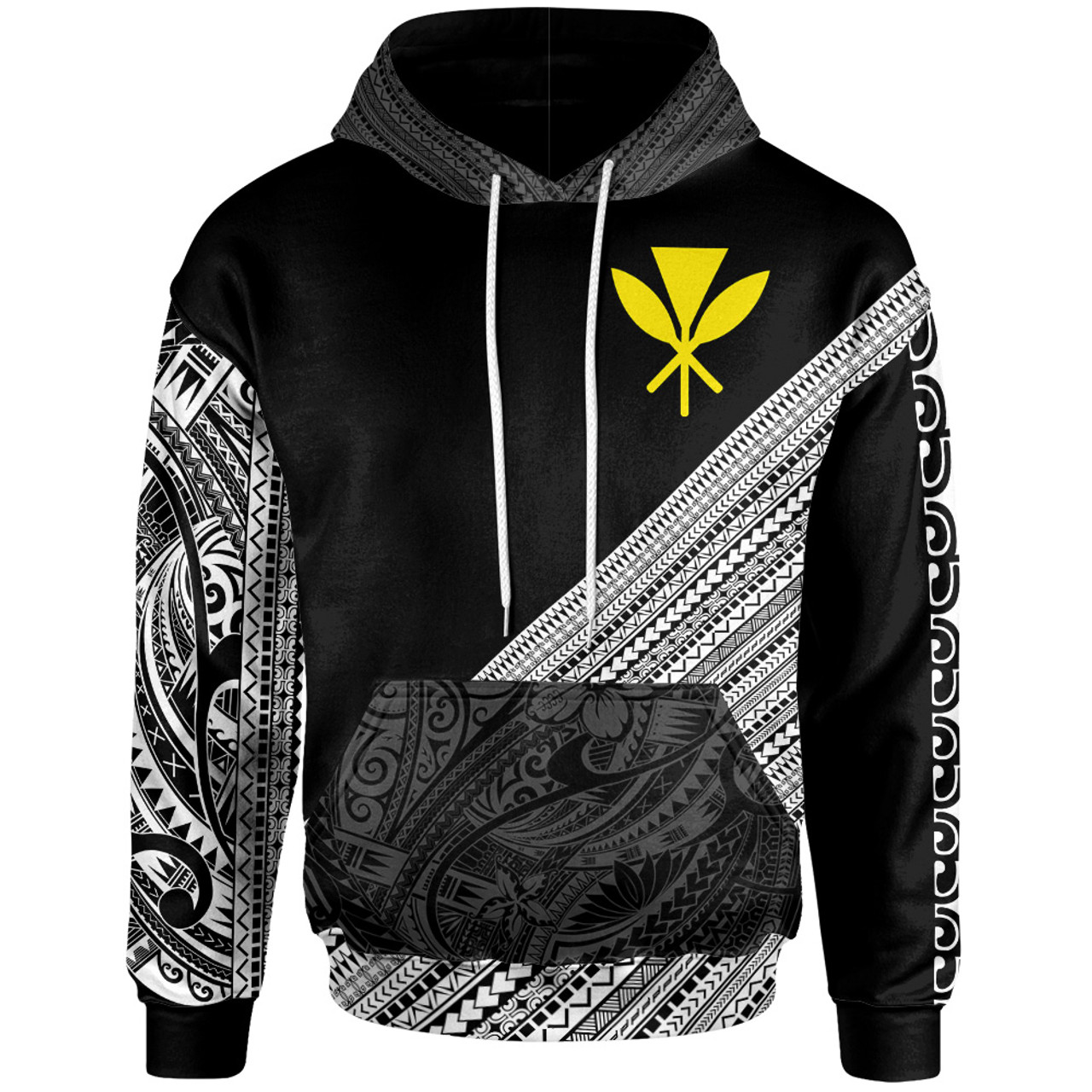 Hawaii Polynesian Custom Personalised Hoodie - Diagonal Pattern White1