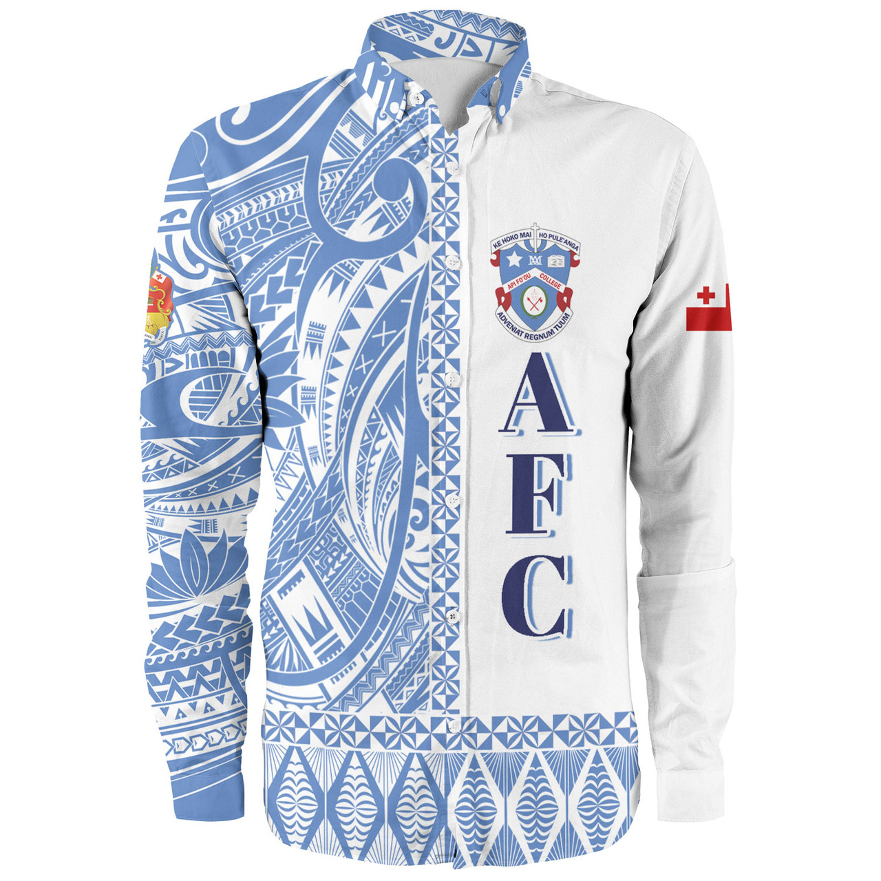 Tonga Custom Personalised Long Sleeve Shirt Apifo'ou College Simple Ngatu Patterns