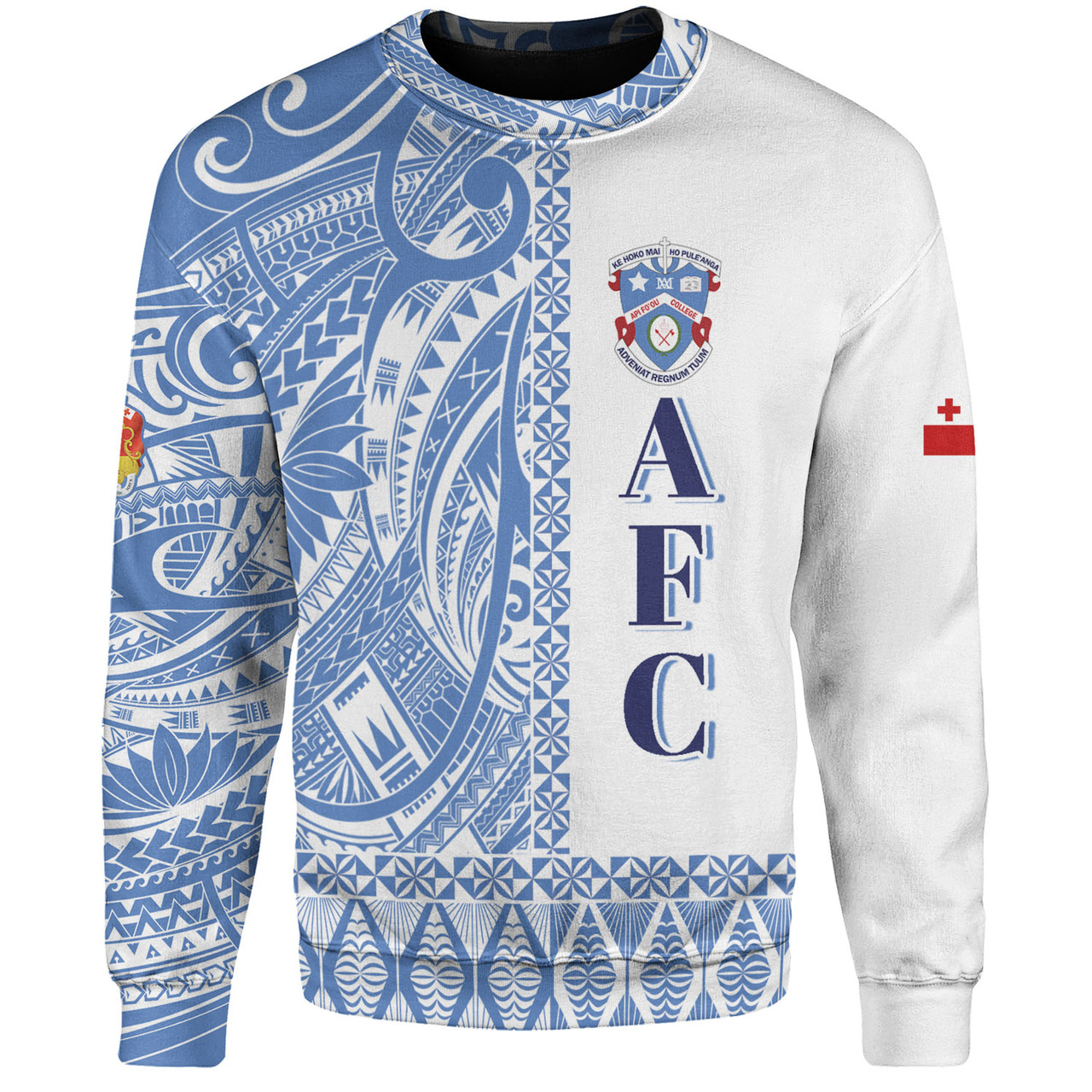 Tonga Custom Personalised Sweatshirt Apifo'ou College Simple Ngatu Patterns