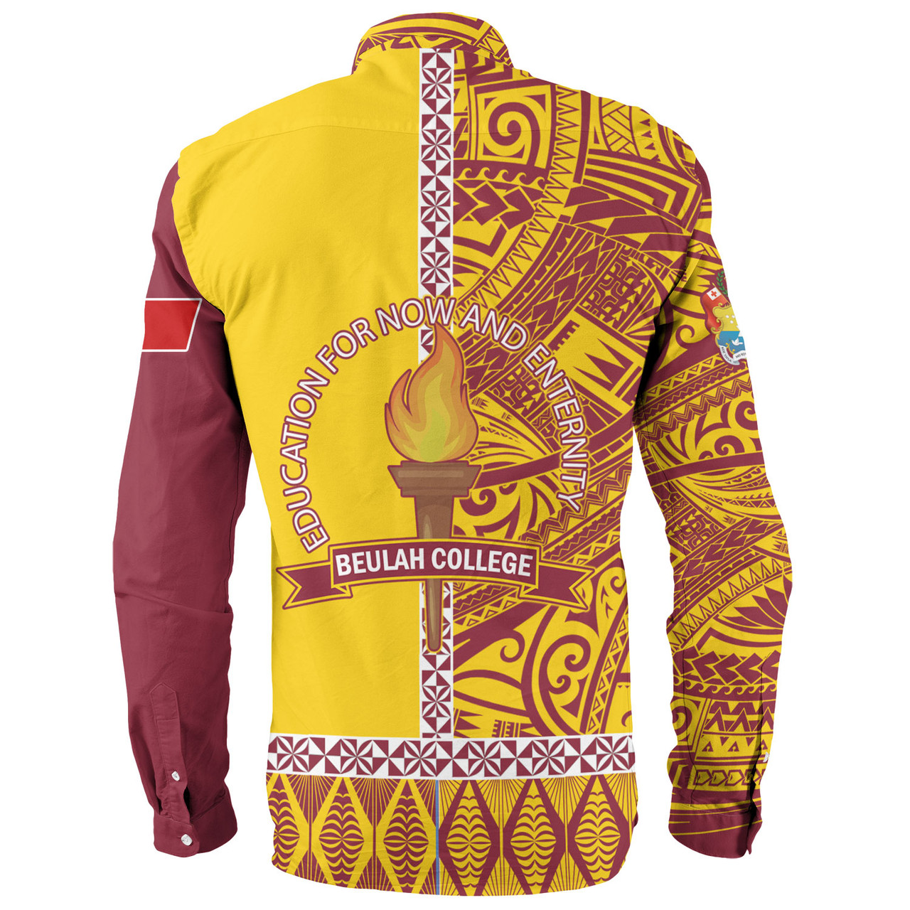 Tonga Custom Personalised Long Sleeve Shirt Beulah College Simple Ngatu Patterns