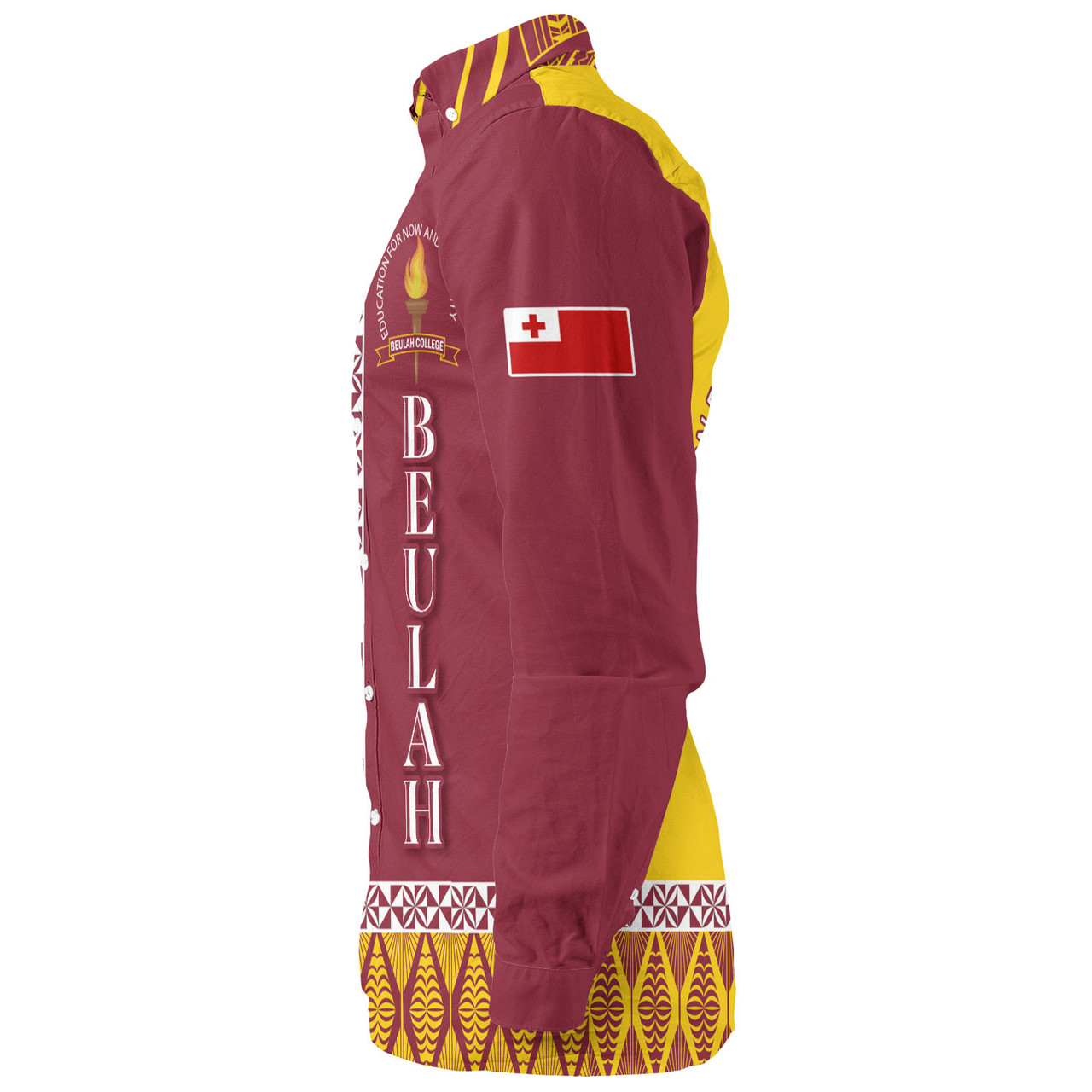 Tonga Custom Personalised Long Sleeve Shirt Beulah College Simple Ngatu Patterns