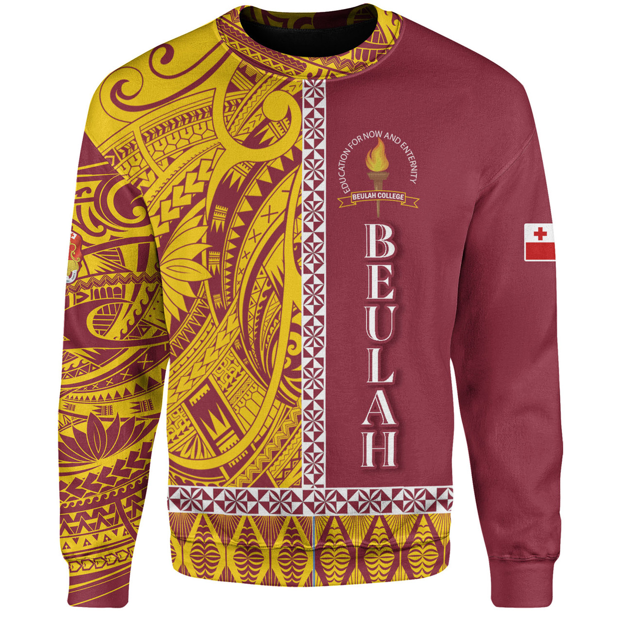 Tonga Custom Personalised Sweatshirt Beulah College Simple Ngatu Patterns