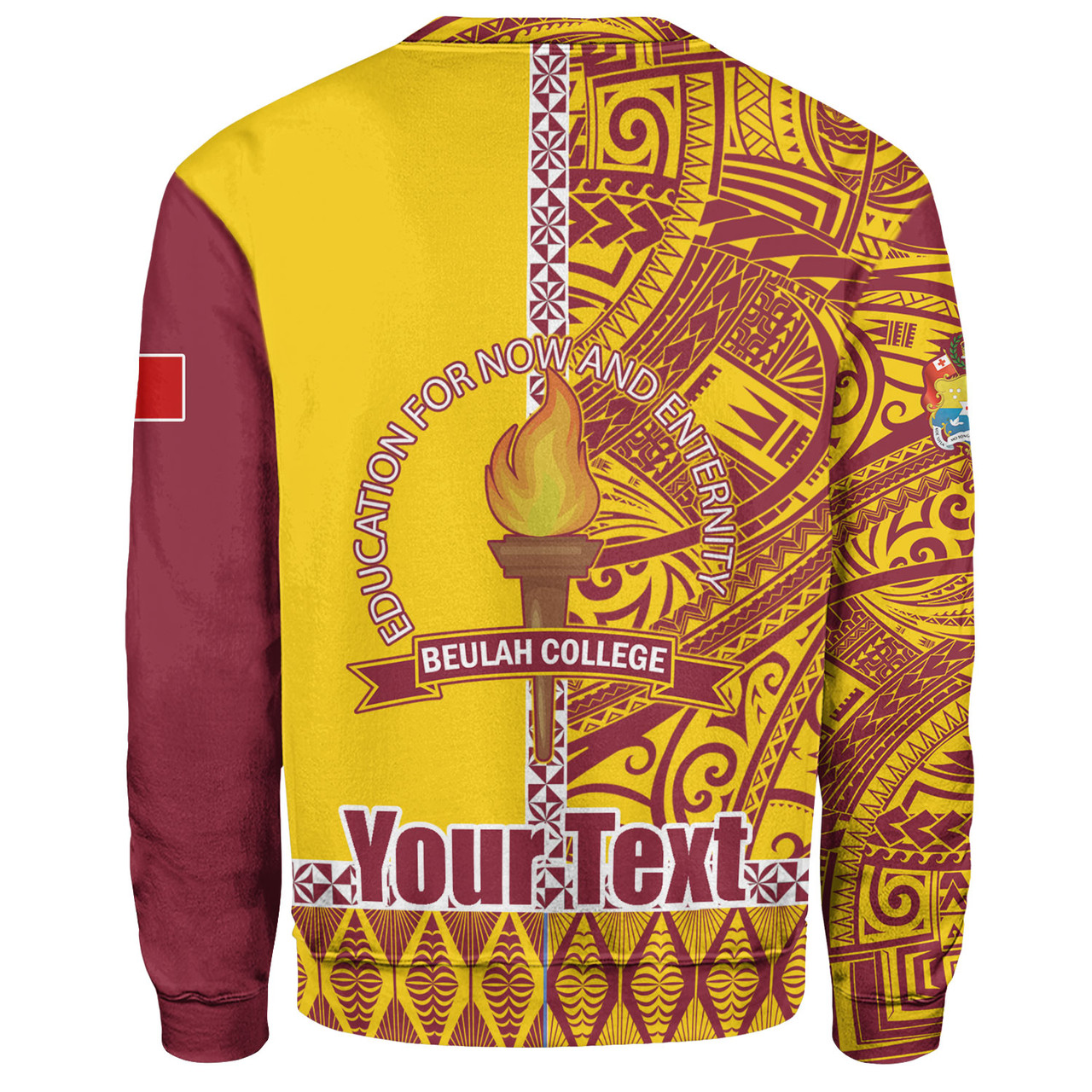 Tonga Custom Personalised Sweatshirt Beulah College Simple Ngatu Patterns