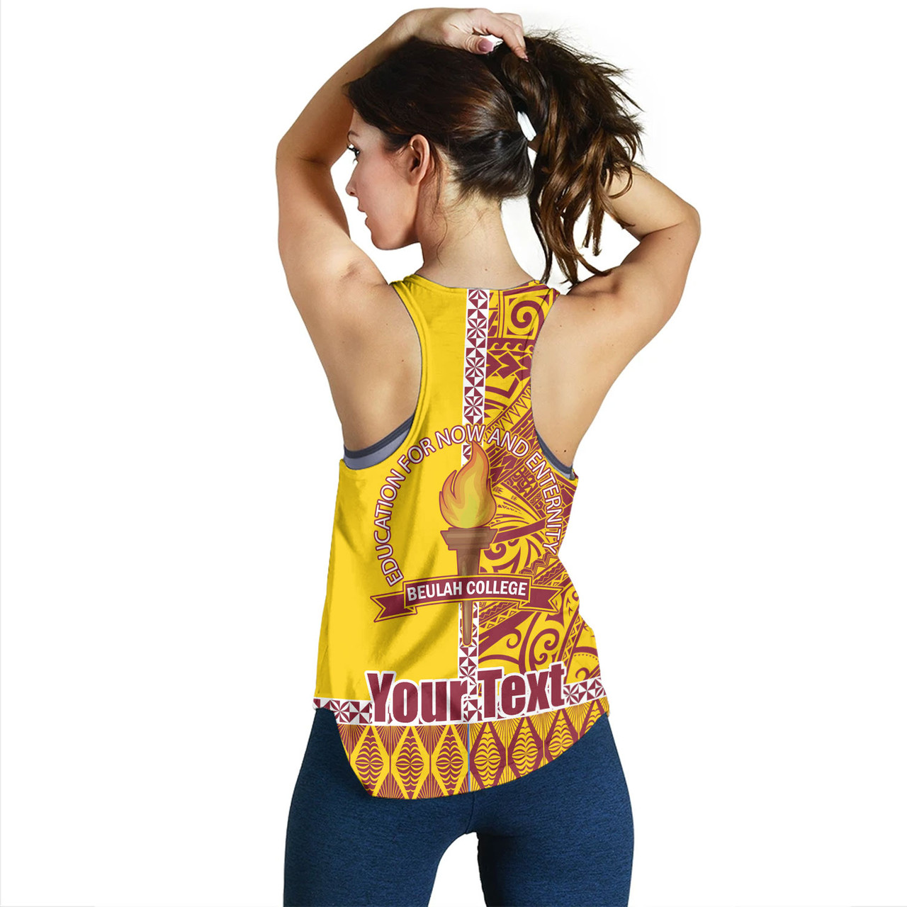 Tonga Custom Personalised Women Tank Beulah College Simple Ngatu Patterns