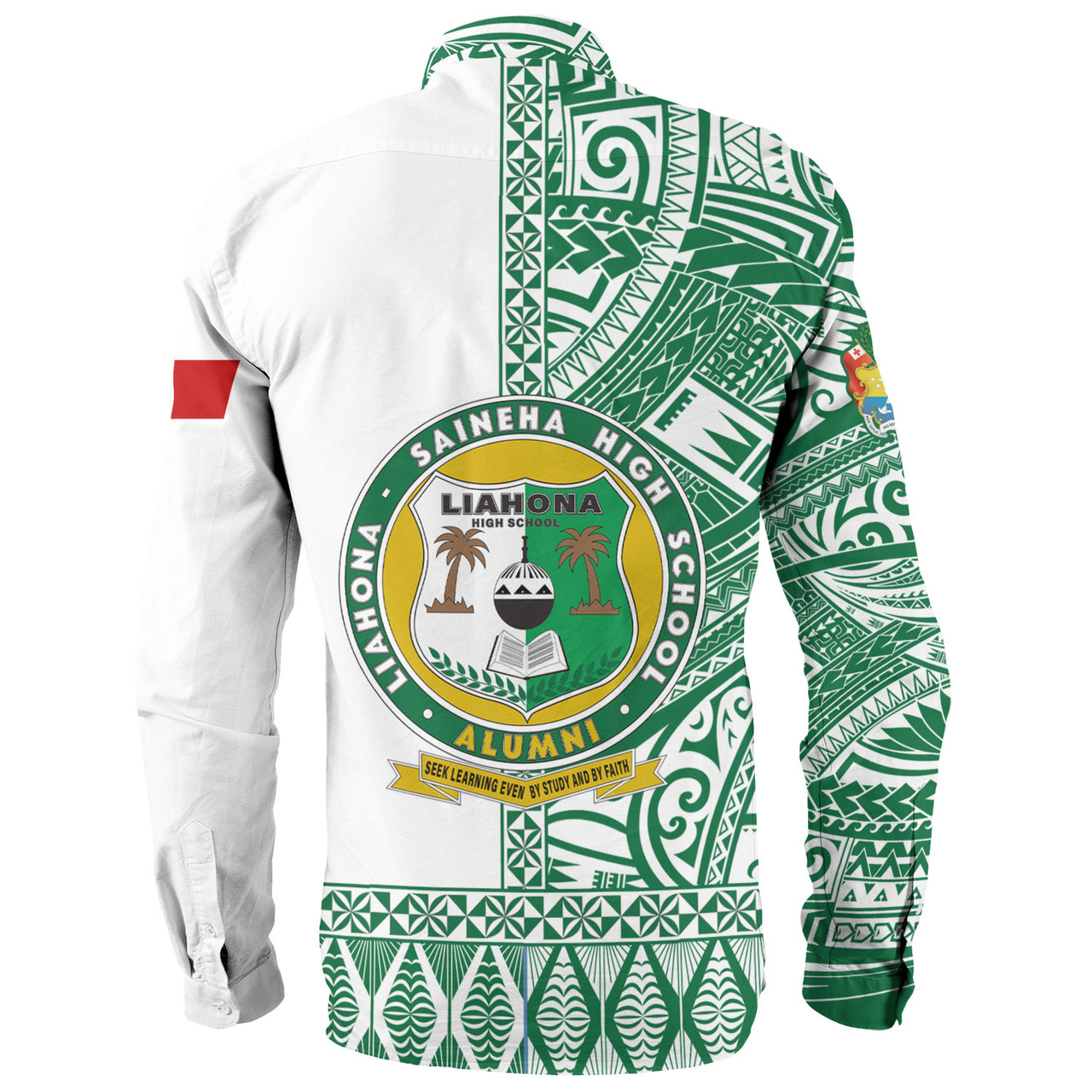 Tonga Custom Personalised Long Sleeve Shirt Liahona High School Simple Ngatu Patterns