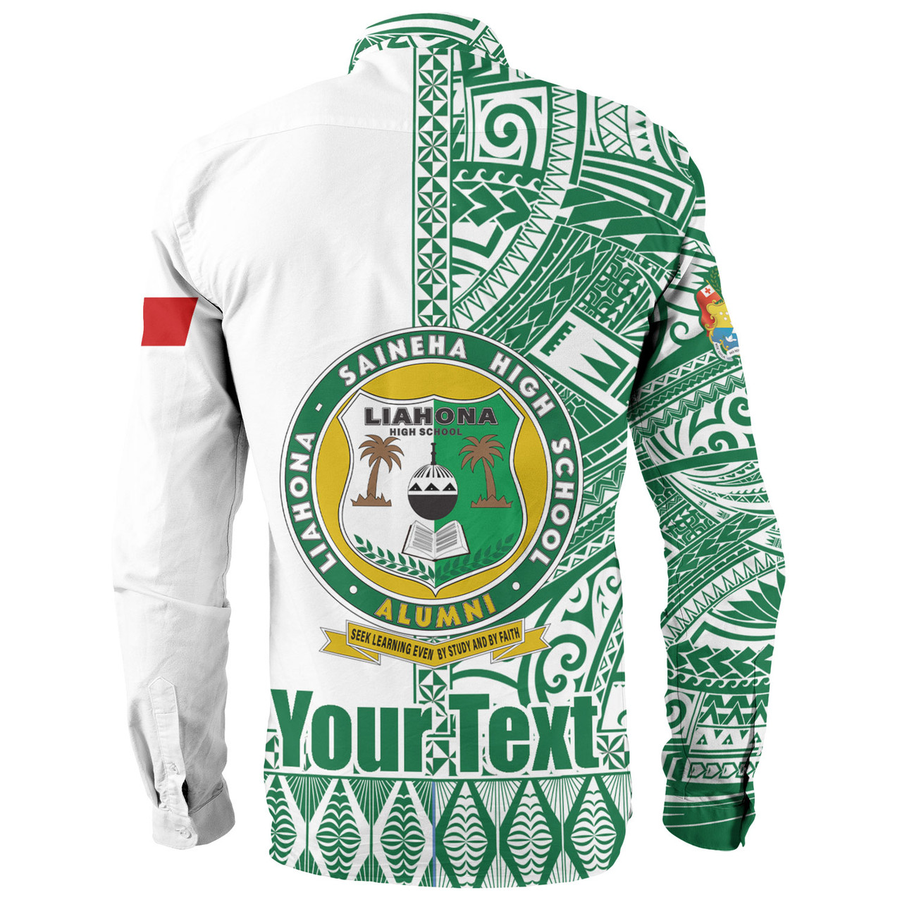 Tonga Custom Personalised Long Sleeve Shirt Liahona High School Simple Ngatu Patterns