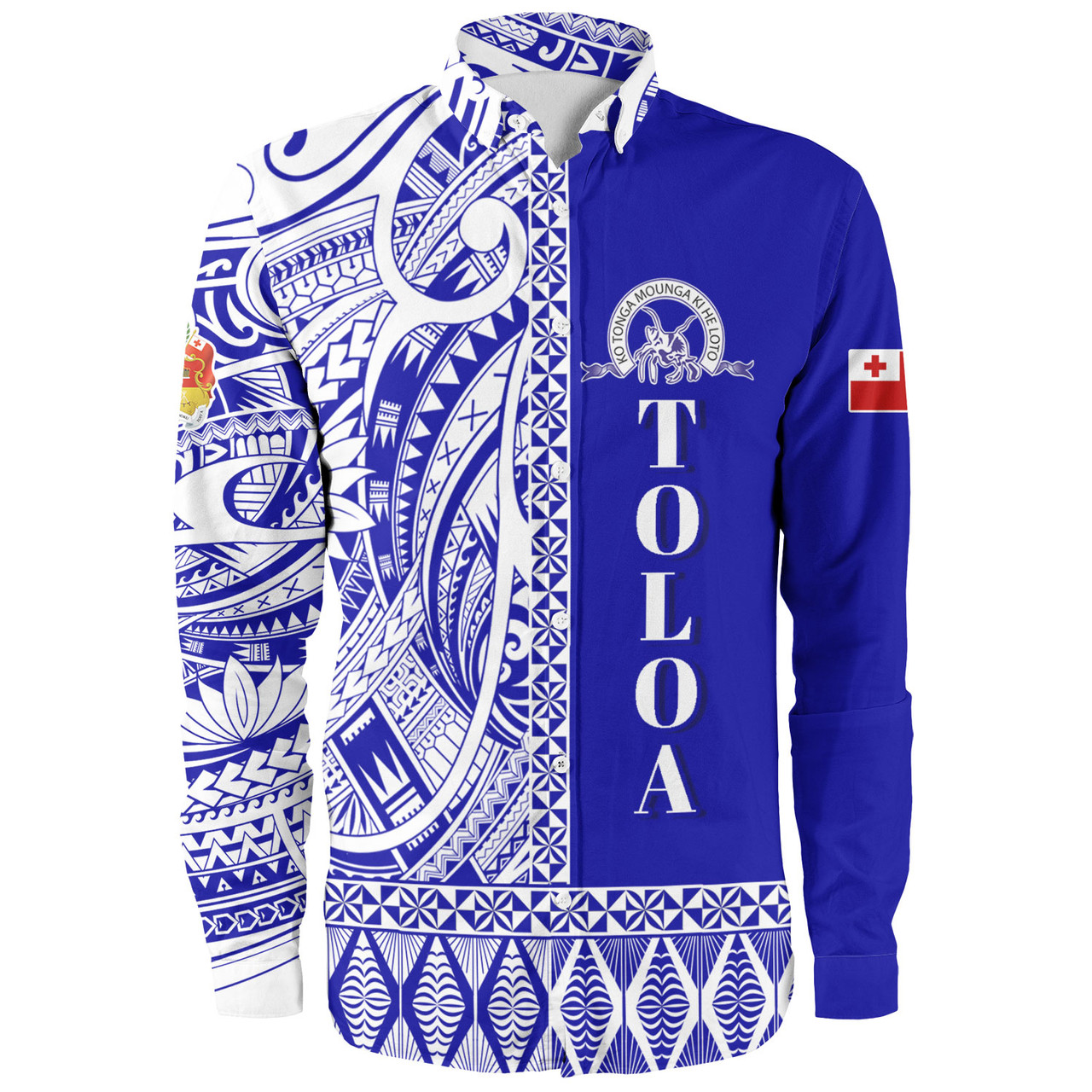 Tonga Custom Personalised Long Sleeve Shirt Tupou College Toloa Simple Ngatu Patterns