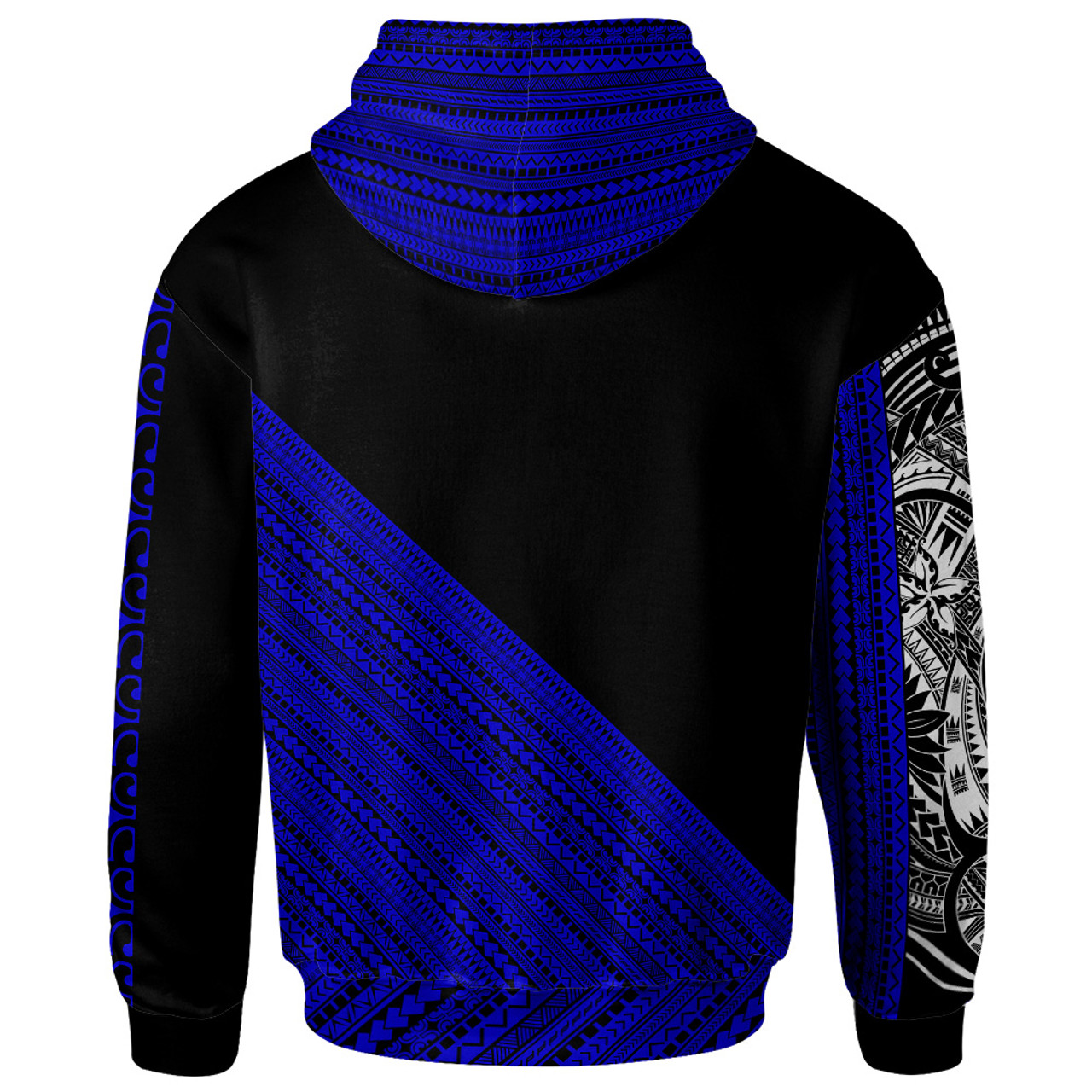 American Samoa Polynesian Custom Personalised Hoodie - Diagonal Pattern Blue2