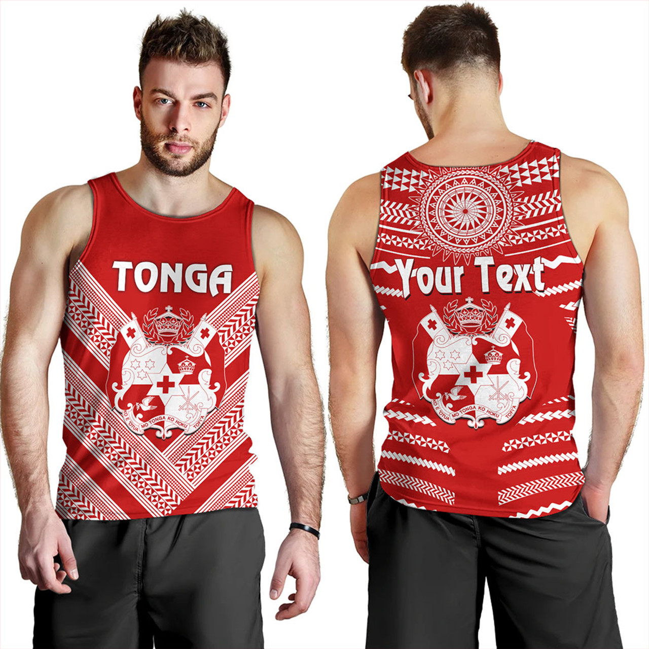 Tonga Tank Top Custom Tribal Pattern Coat Of Arms