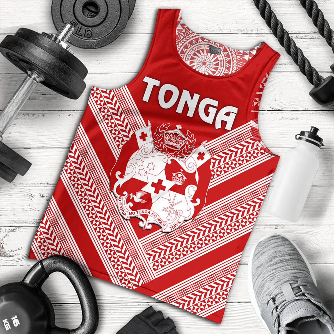 Tonga Tank Top Custom Tribal Pattern Coat Of Arms