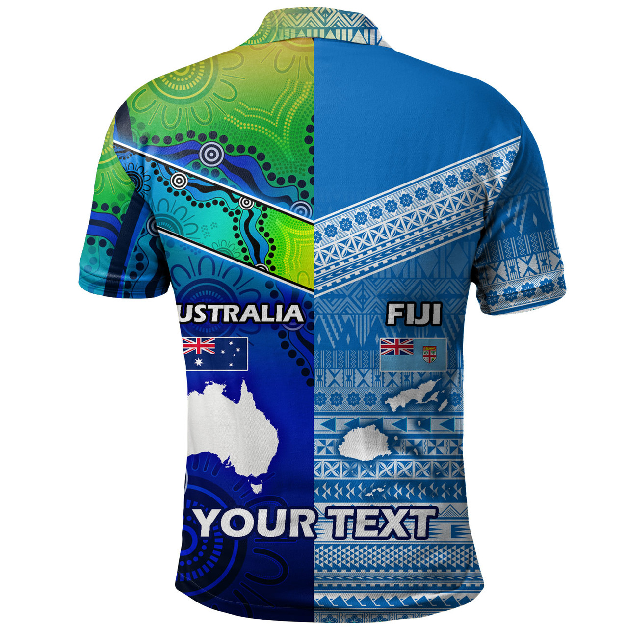 Fiji And Australia Custom Personalised Polo Shirt Fijian Tapa With Australia Aboriginal Style