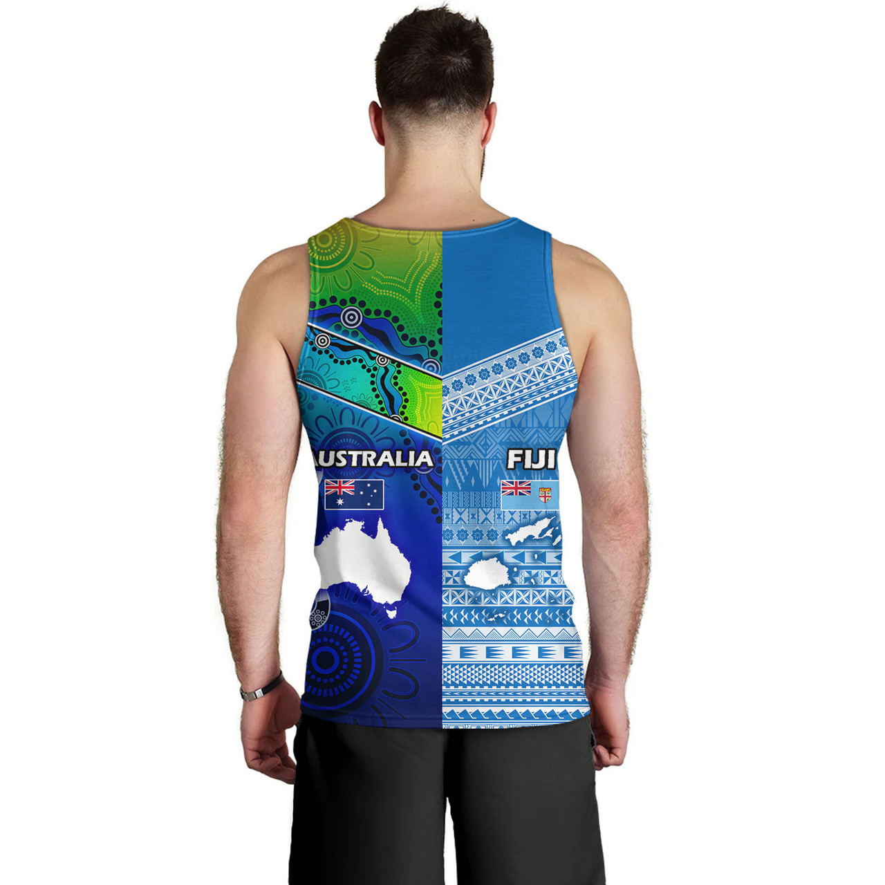 Fiji And Australia Custom Personalised Tank Top Fijian Tapa With Australia Aboriginal Style