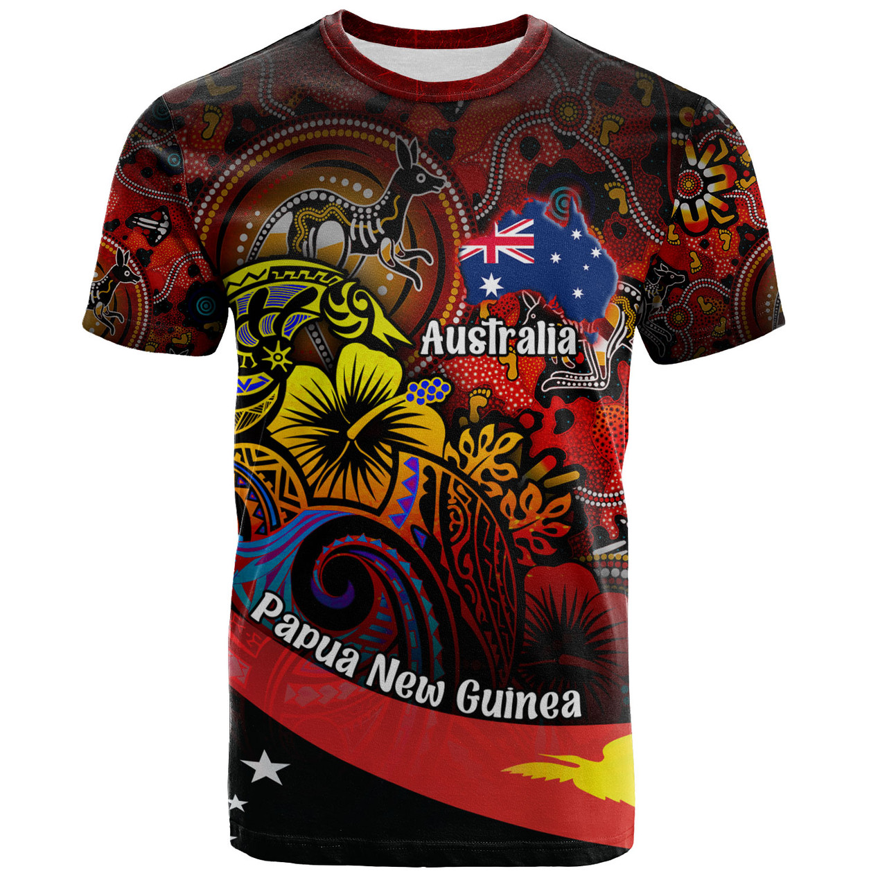 Papua New Guinea And Australia Birds Of Paradise With Aboriginal T-Shirt