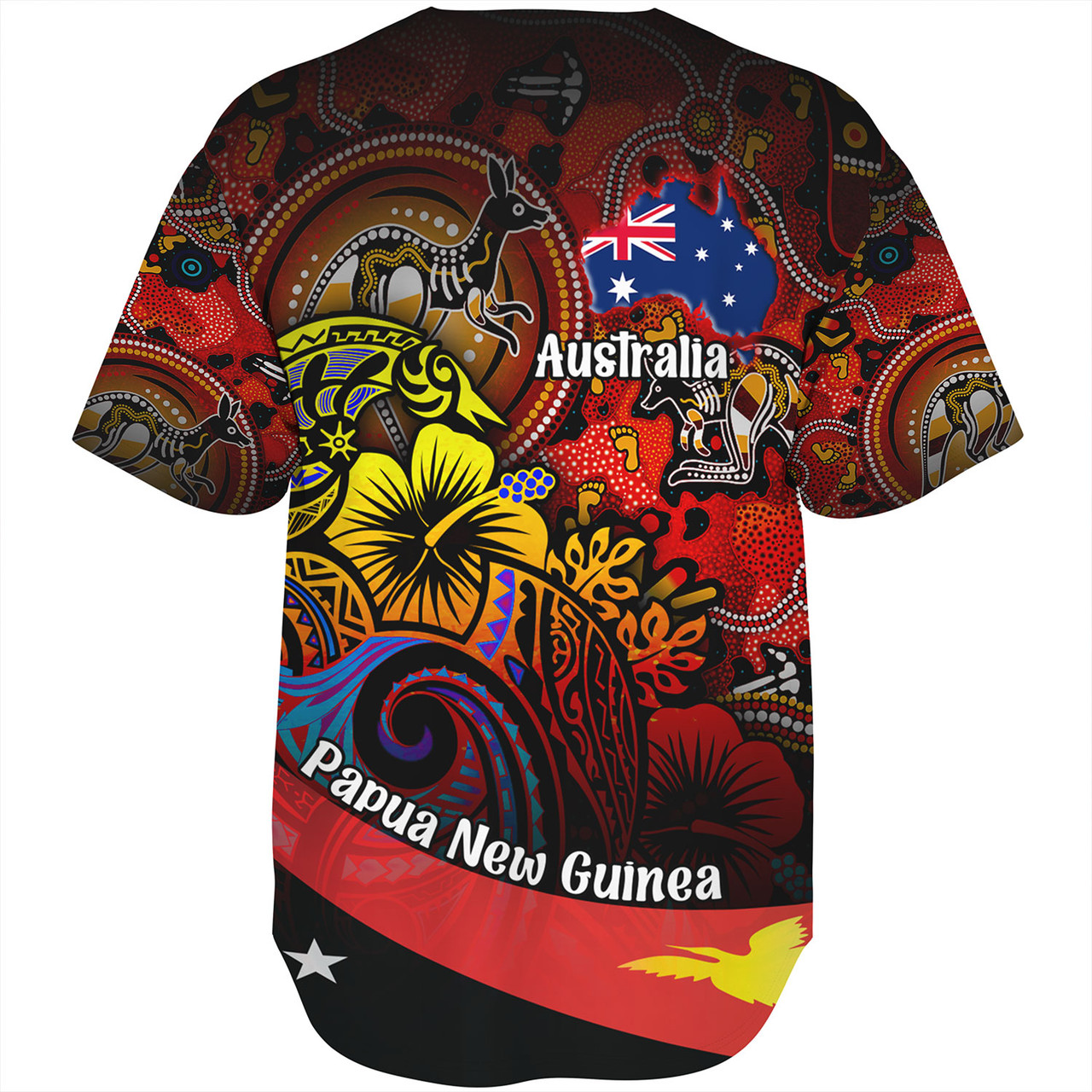 Papua New Guinea And Australia Birds Of Paradise With Aboriginal Baseball Shirt