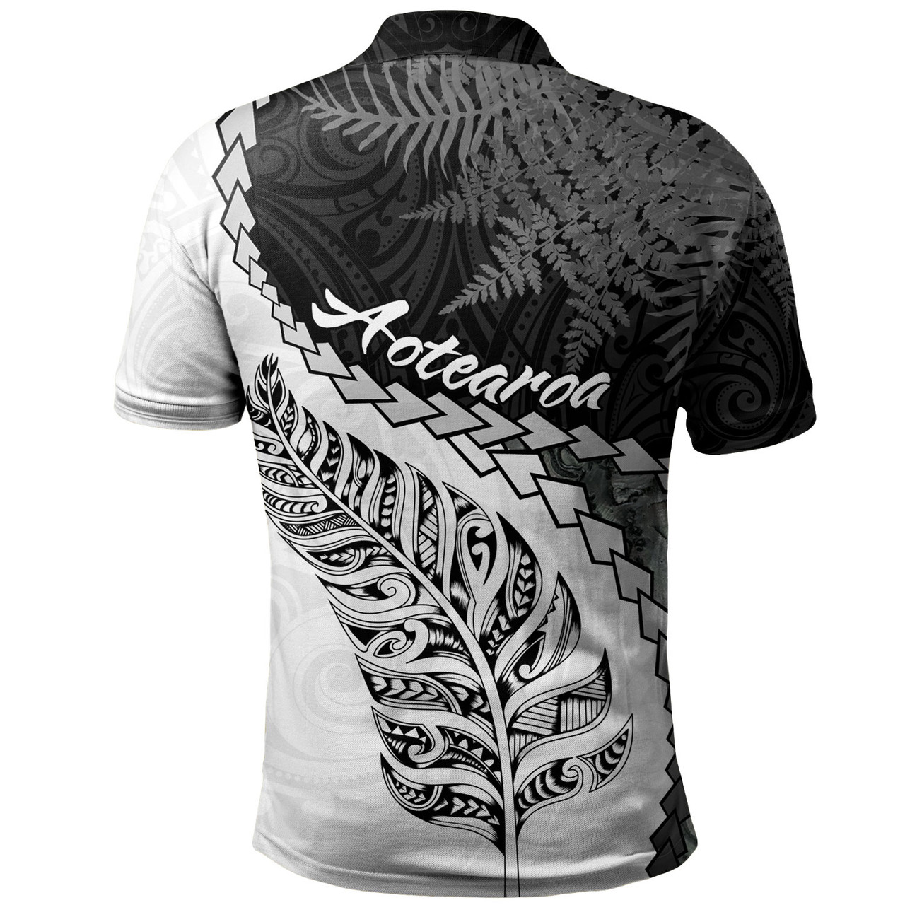 New Zealand Custom Personalised Polo Shirt Silver Fern Maori Pattern