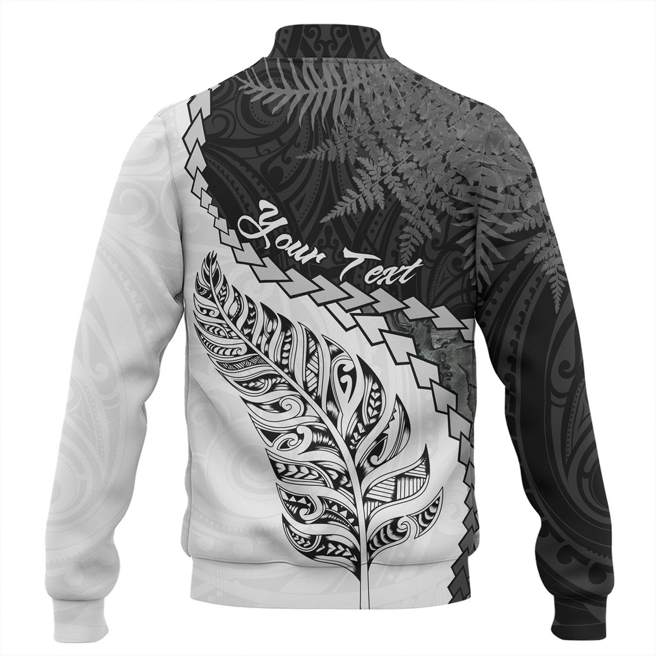 New Zealand Custom Personalised Baseball Jacket Silver Fern Maori Pattern