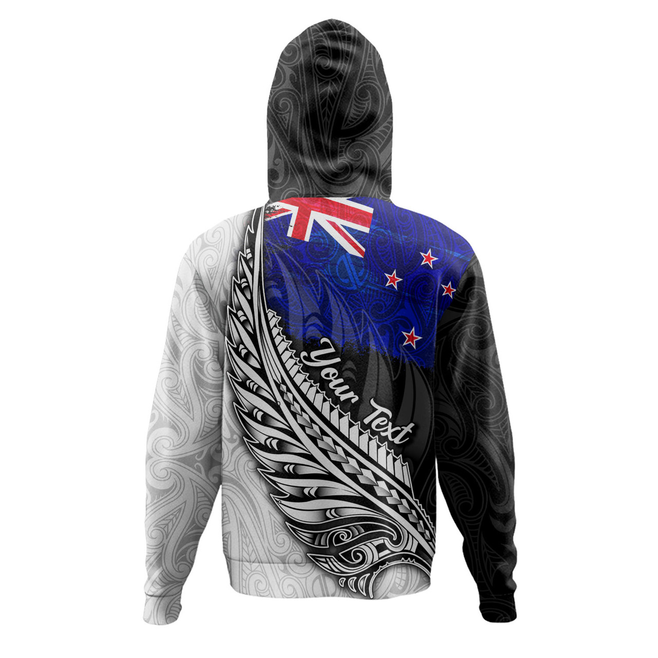 New Zealand Custom Personalised Hoodie Maori Silver Fern Flag Vibes