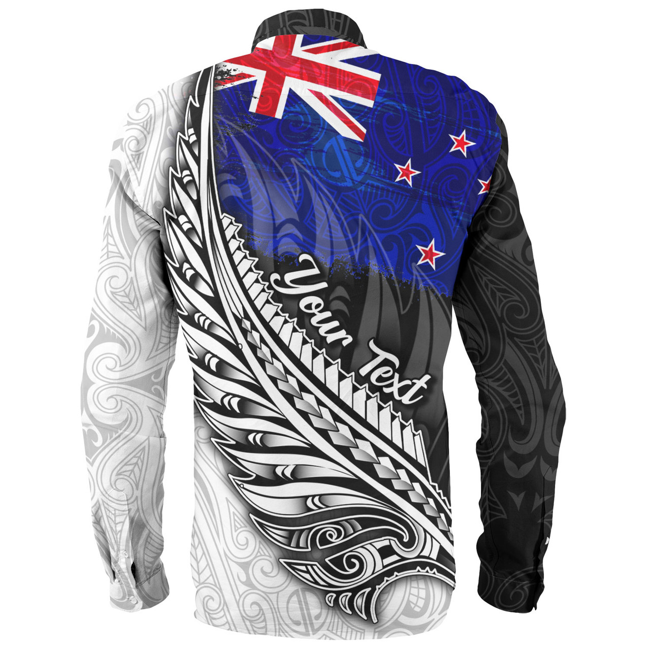 New Zealand Custom Personalised Long Sleeve Shirt Maori Silver Fern Flag Vibes