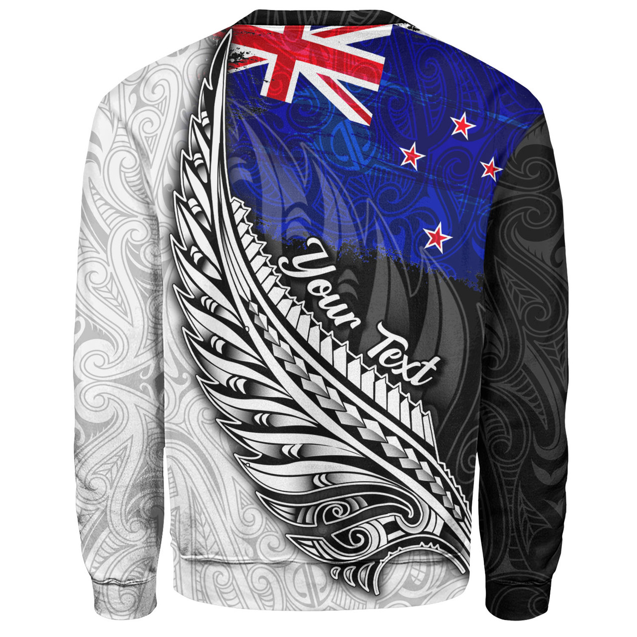 New Zealand Custom Personalised Sweatshirt Maori Silver Fern Flag Vibes